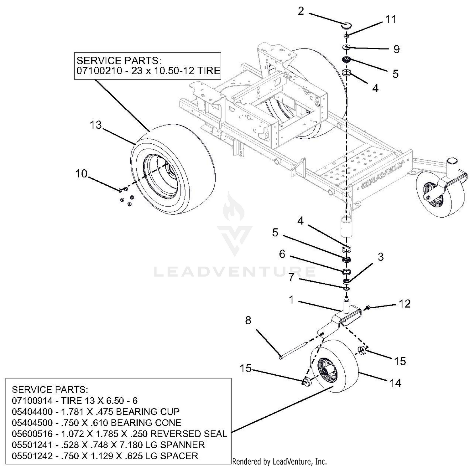 Casters And Tires - 52" And 60" - SN 050000 And Up