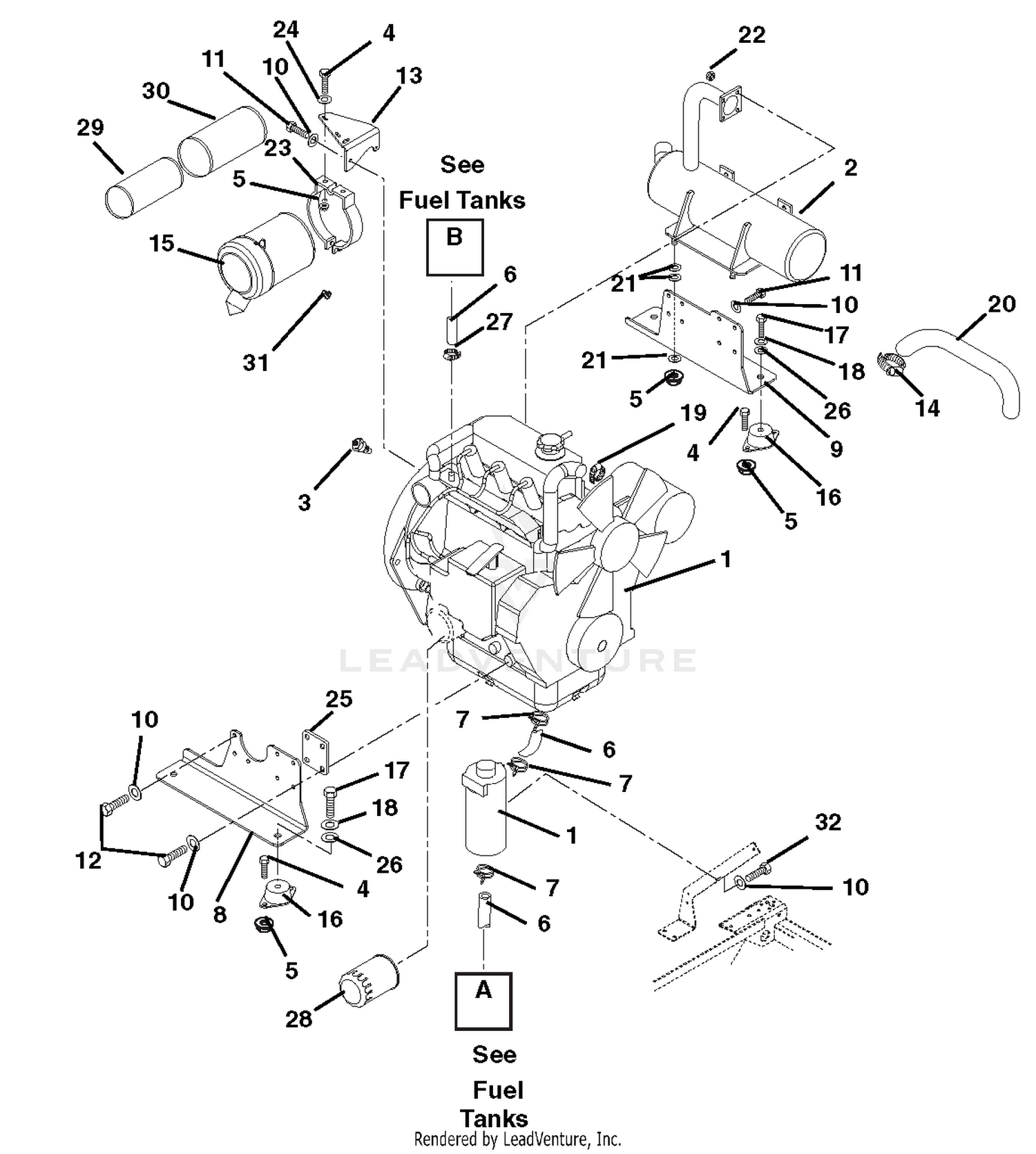 Engine, Muffler And Air Filter