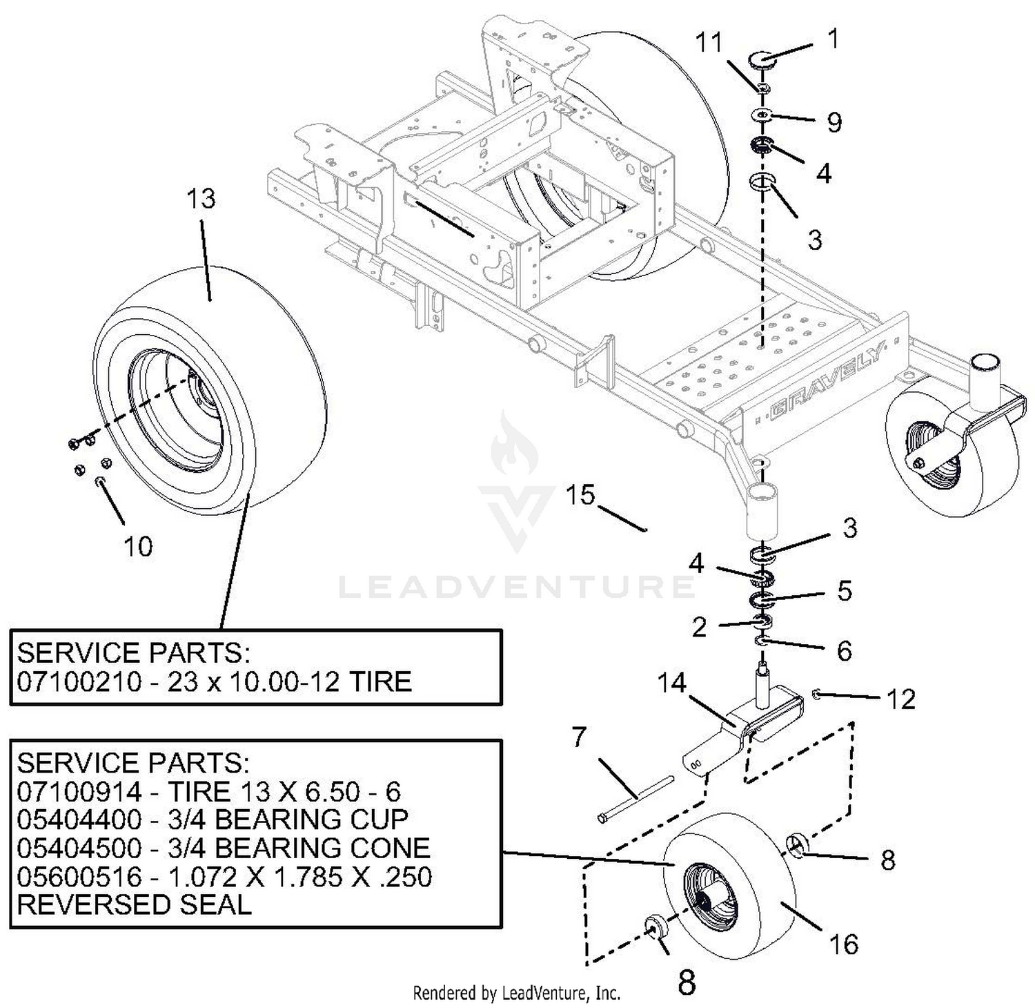 Casters And Tires - 48" - SN 030000 - 039999