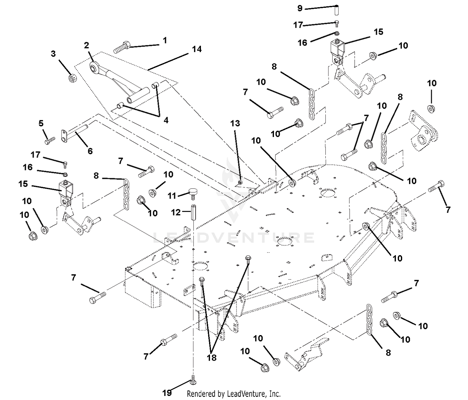 Mounting Arms, Link Chains, And Deck Bumpers