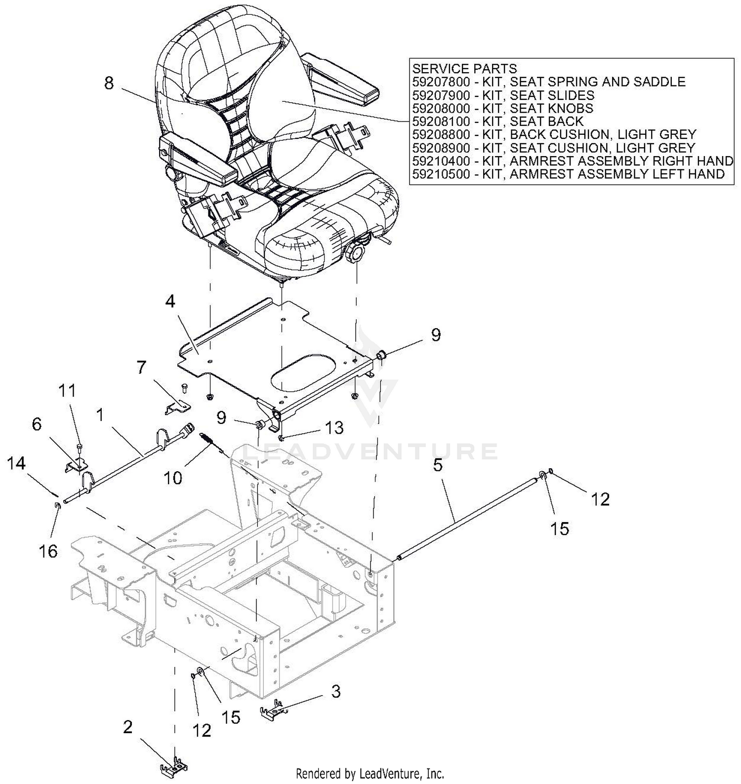 Seat Assembly 52" And 60" - SN 030000 - 049999