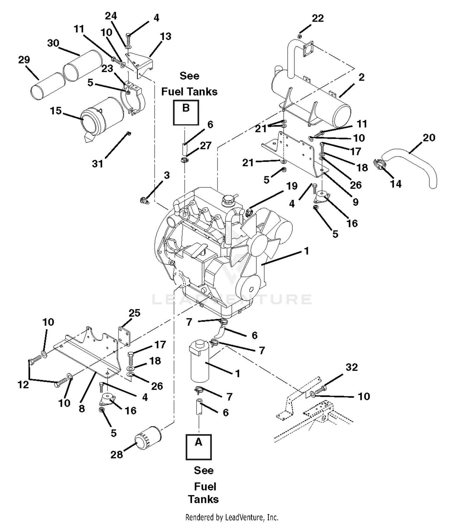 Engine, Muffler And Air Filter