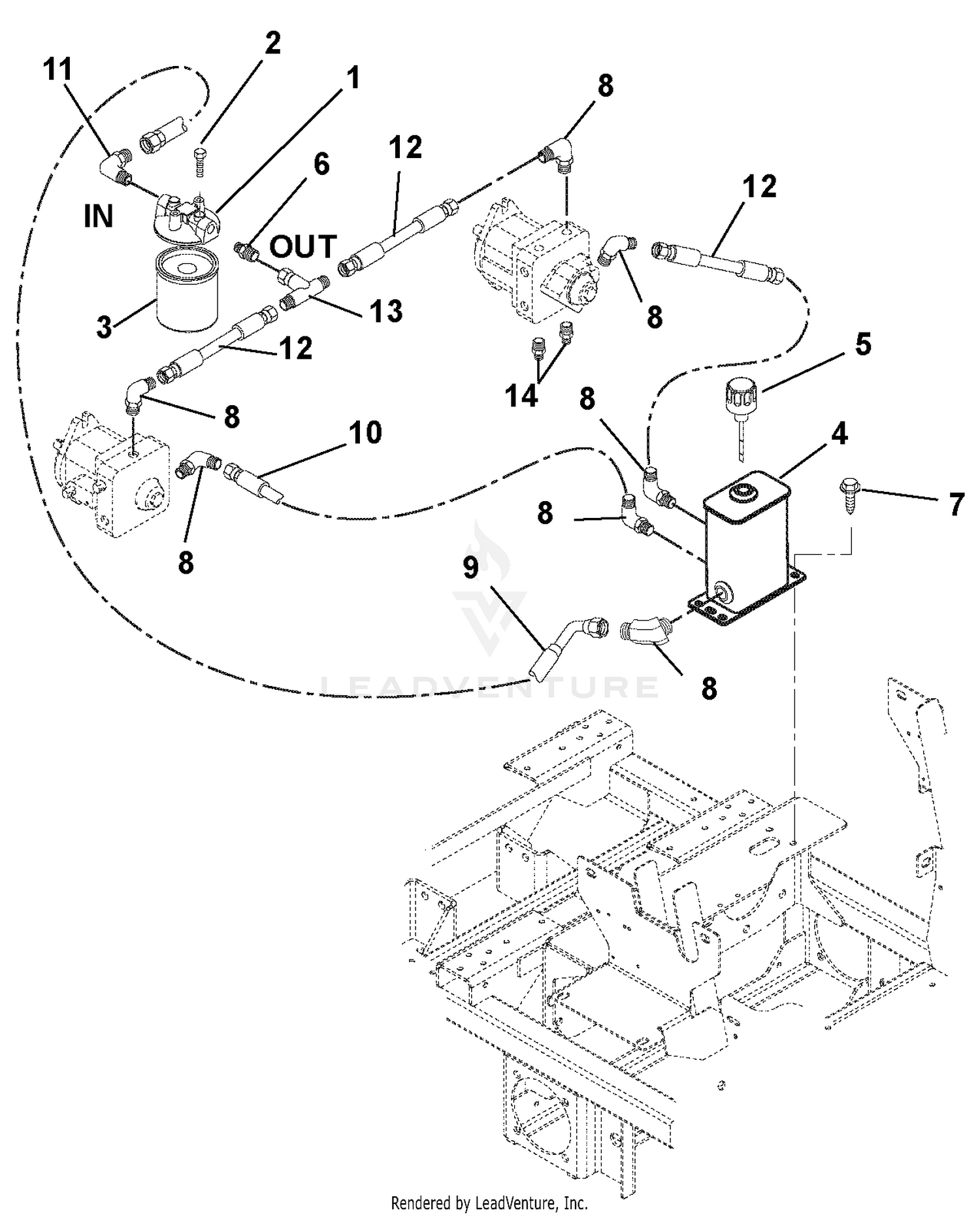 Hydraulic Tank, Filter, Pumps And Hoses