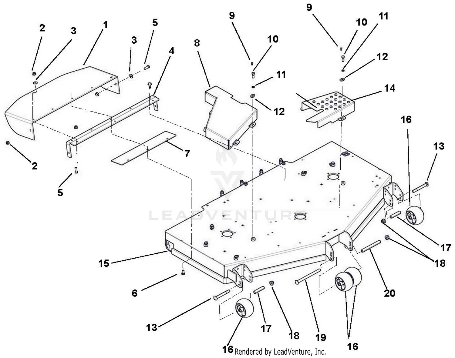 Deck, Discharge Chute, Anti-Scalp Rollers & Belt Covers