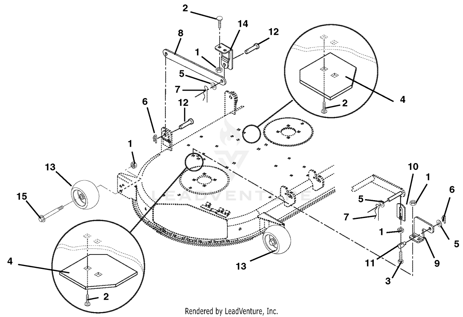 42" Mower Brackets And Rollers