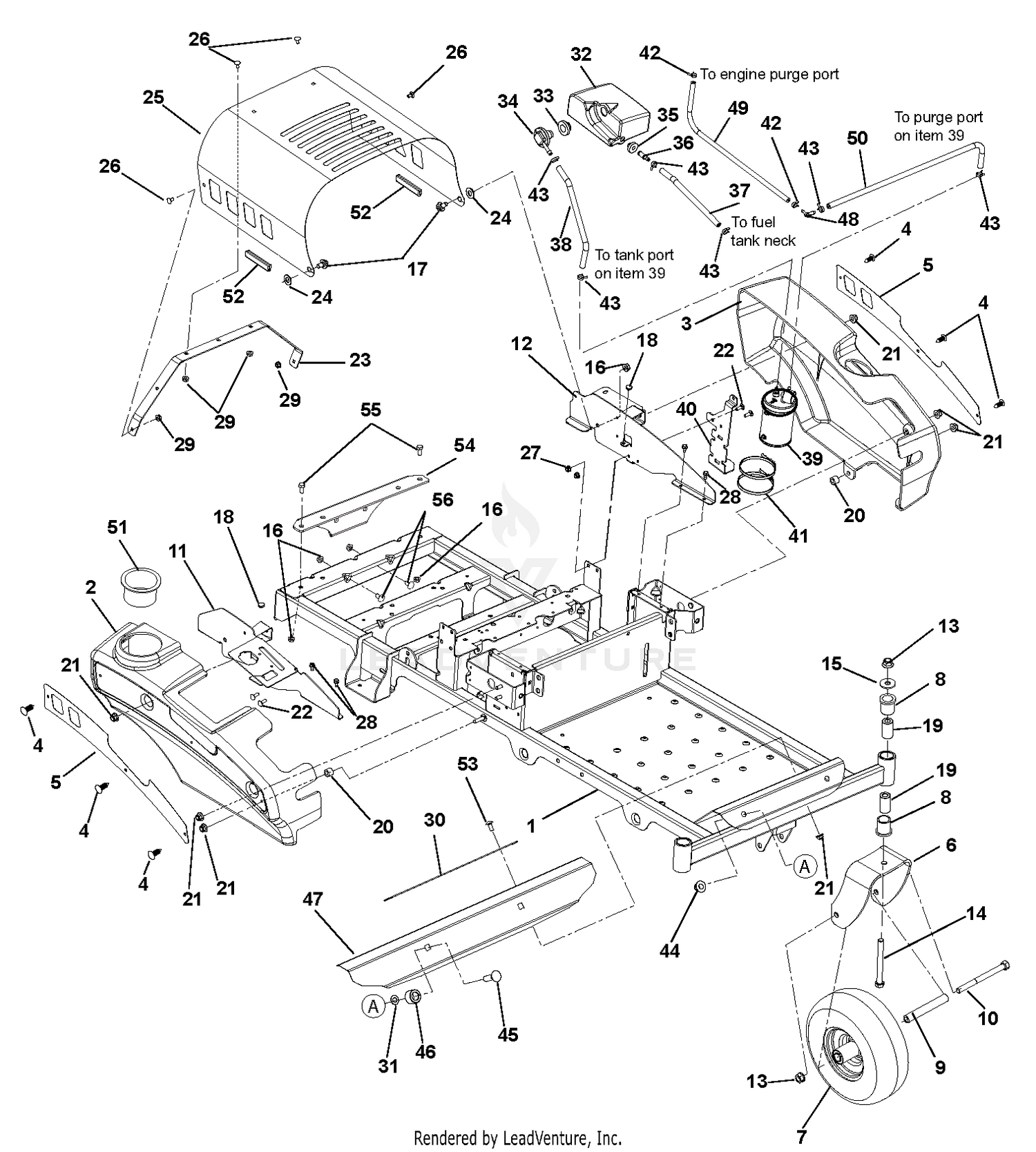 Frame, Hood, Fenders, Casters And Tires (1)