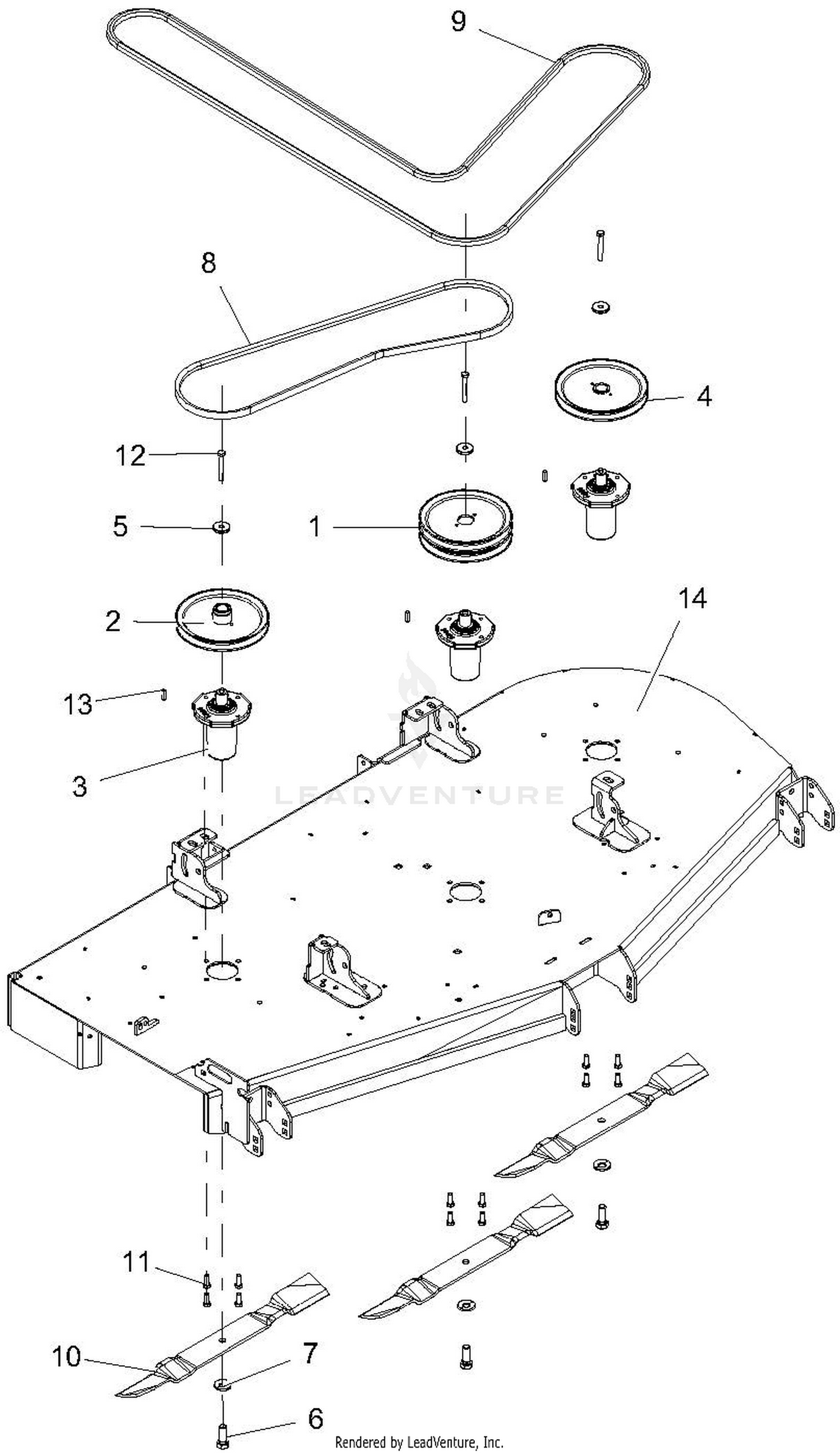 Decks, Belts, Sheaves, Spindles And Blades - 72 Inch