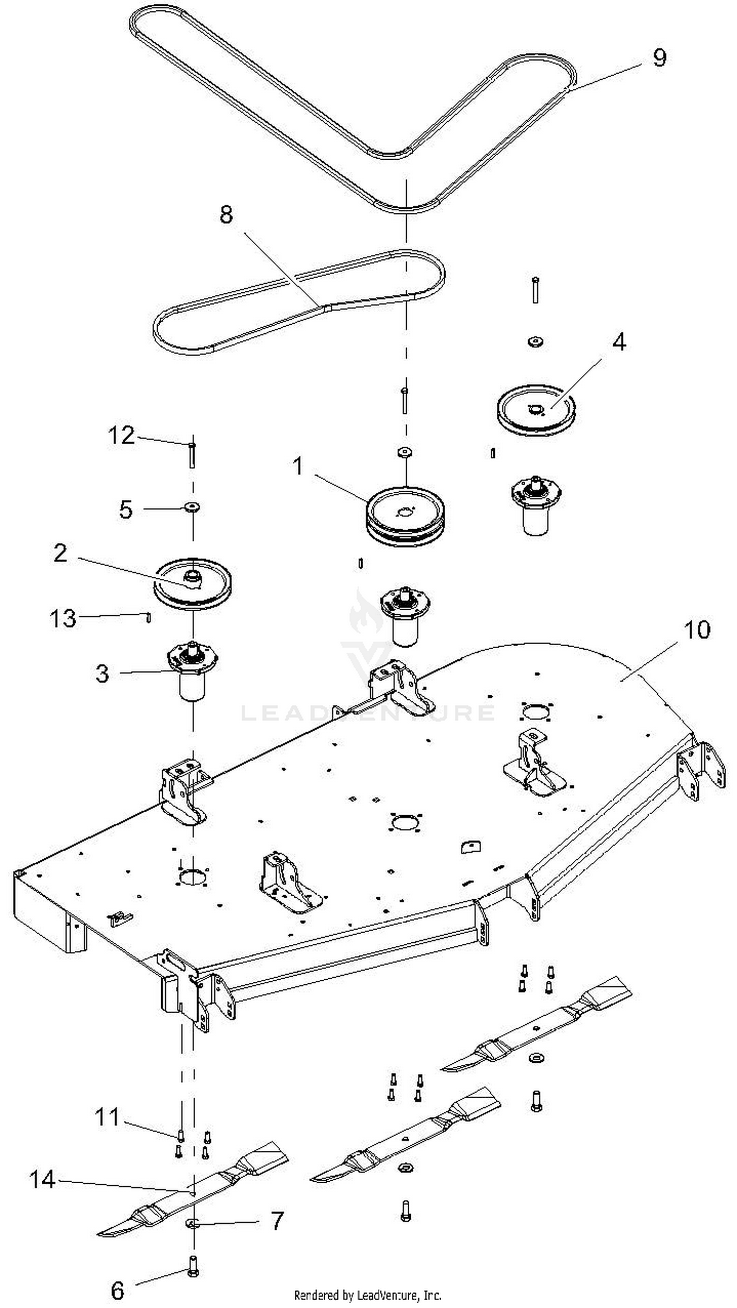 Deck, Belts, Blades And Spindles - 72-Inch Deck