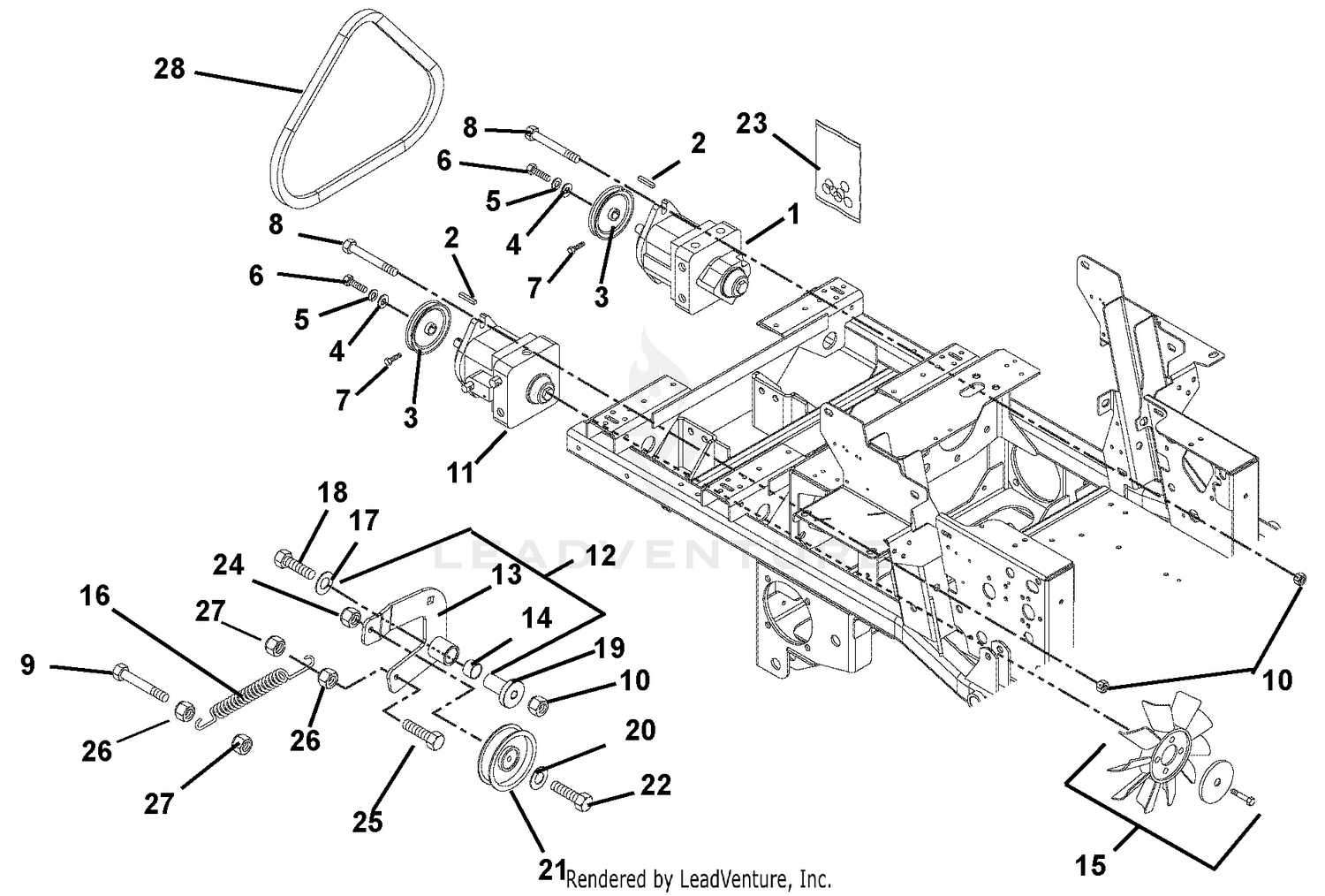 Hydrostatic Pumps, Idlers, And Belt