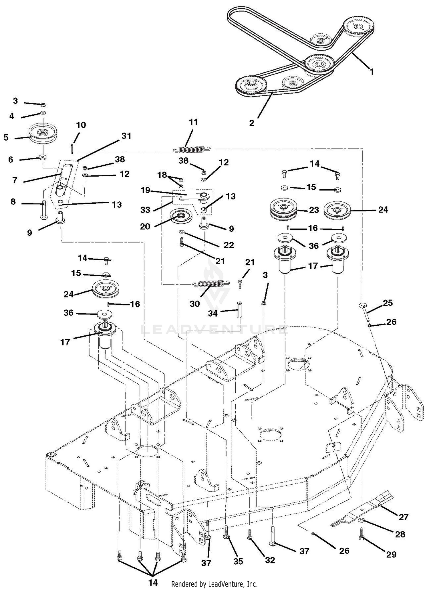 Belts, Spindles, Idlers And Mower Blades
