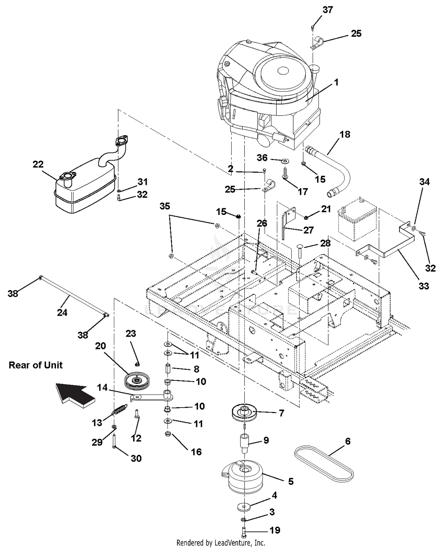 Engine, Exhaust, Belts and Idlers