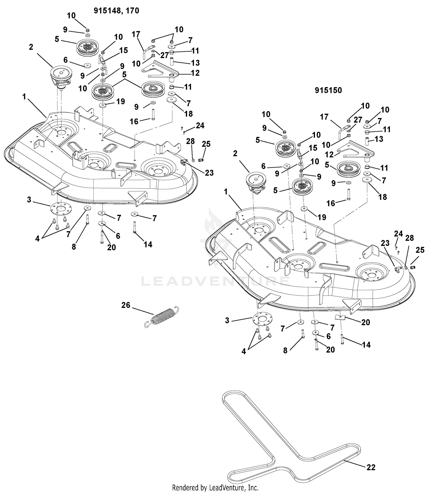 Mower Deck, Belt And Idlers