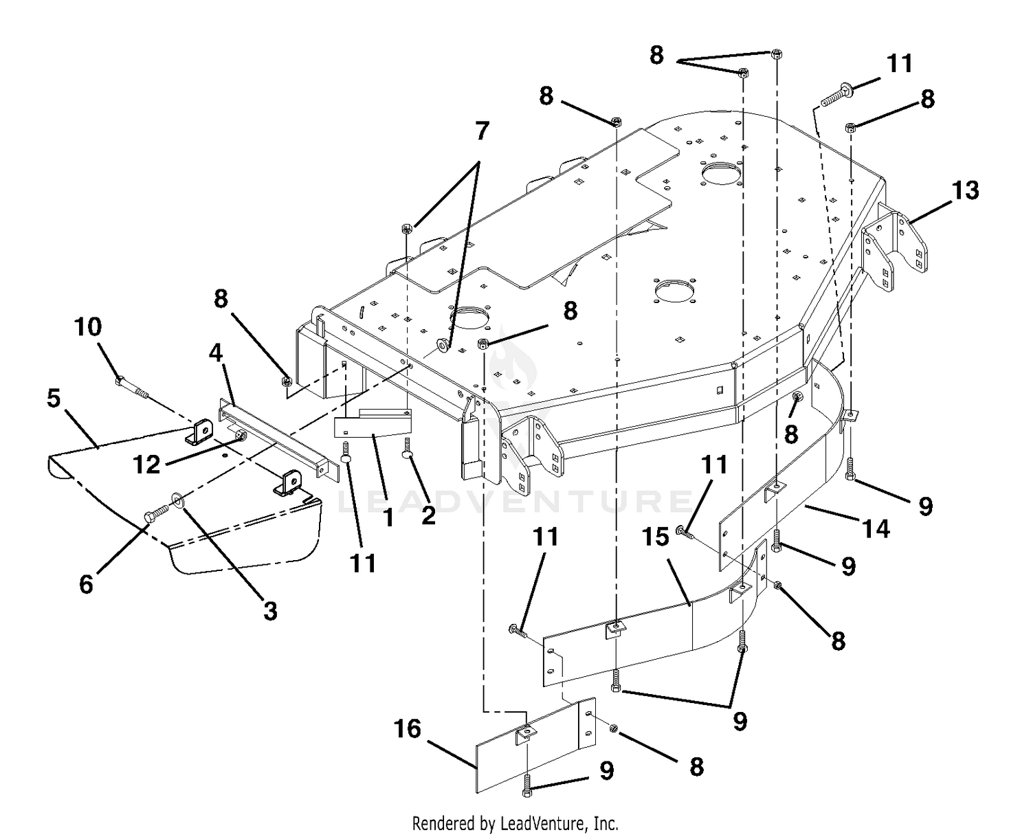 Deck, Discharge Chute And Baffles