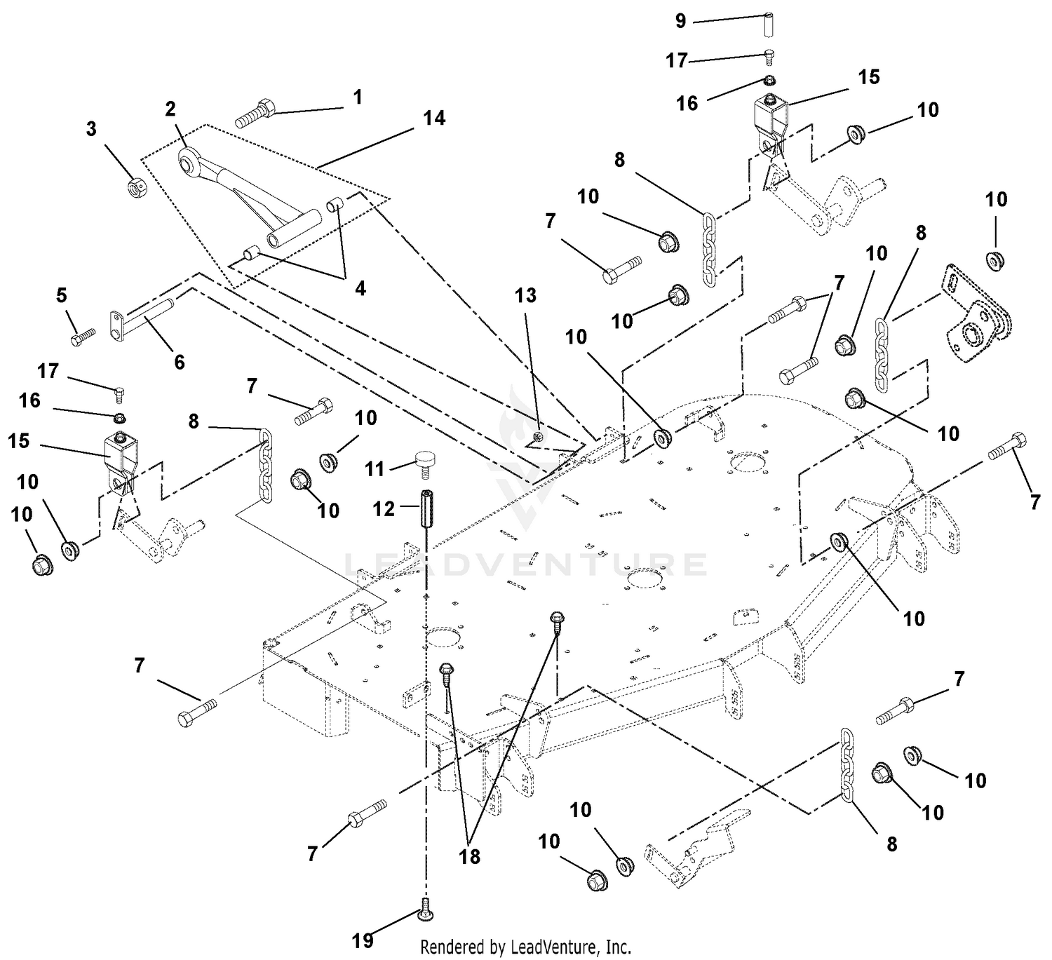 Mounting Arms, Link Chains, And Deck Bumpers