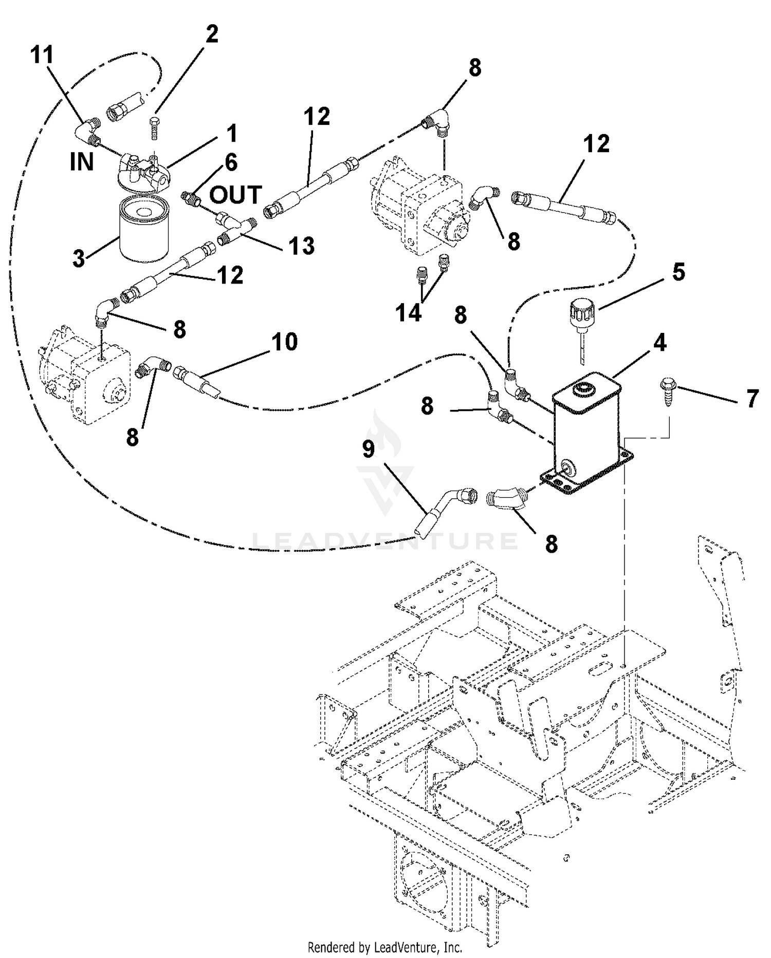Hydraulic Tank, Filter, Pumps And Hoses