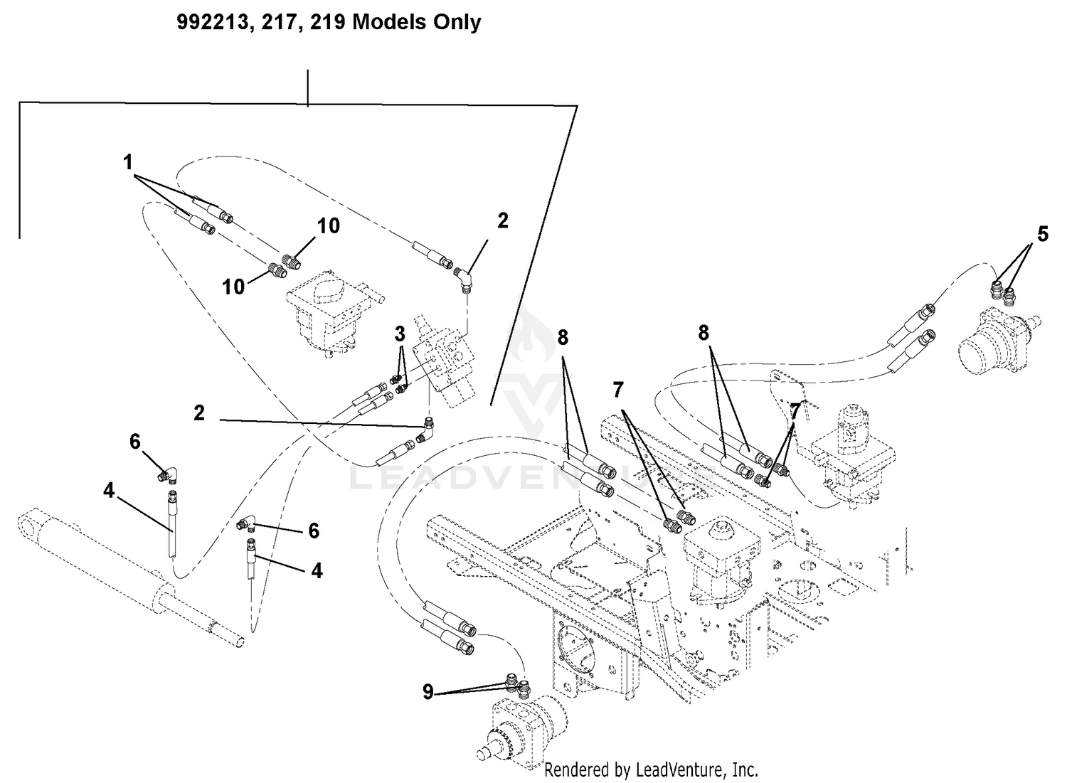 Hose Routing For Pumps, Wheel Motors And Cylinder