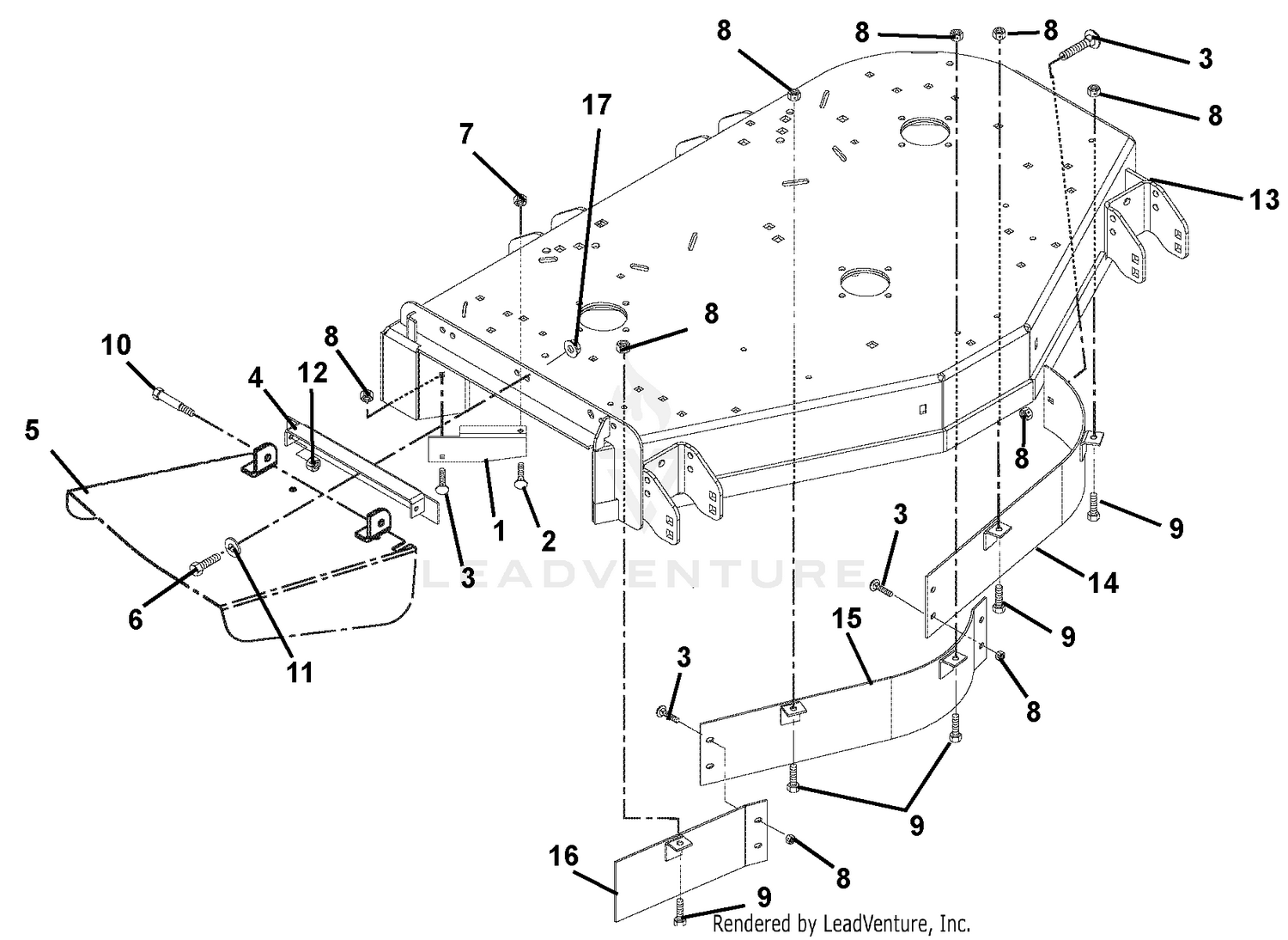 Deck, Discharge Chute And Baffles