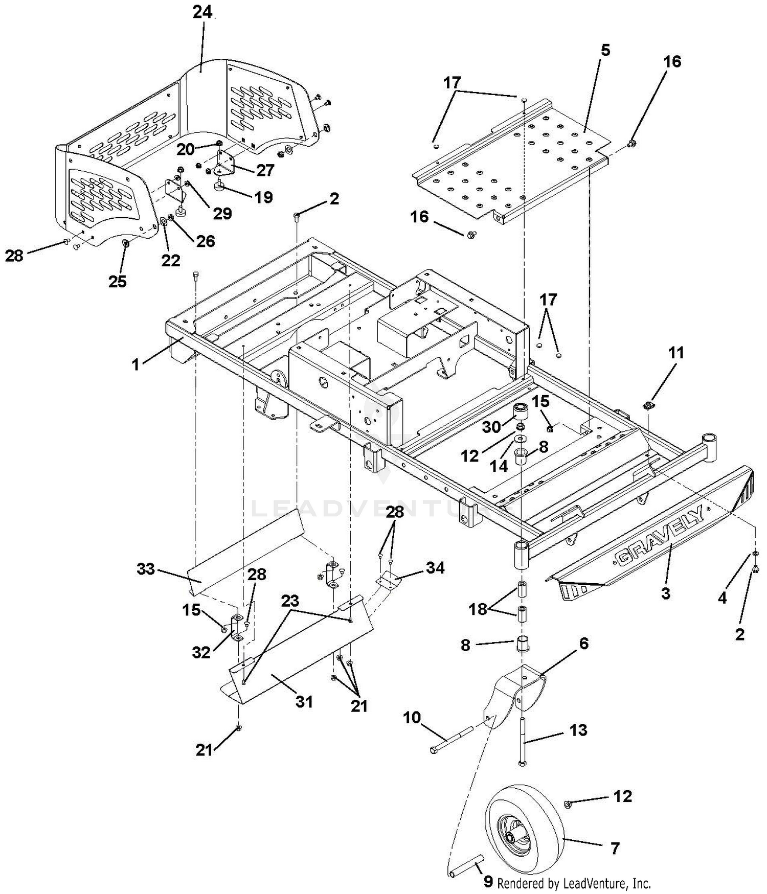 Frame, Hood, Footrest, Casters And Tires