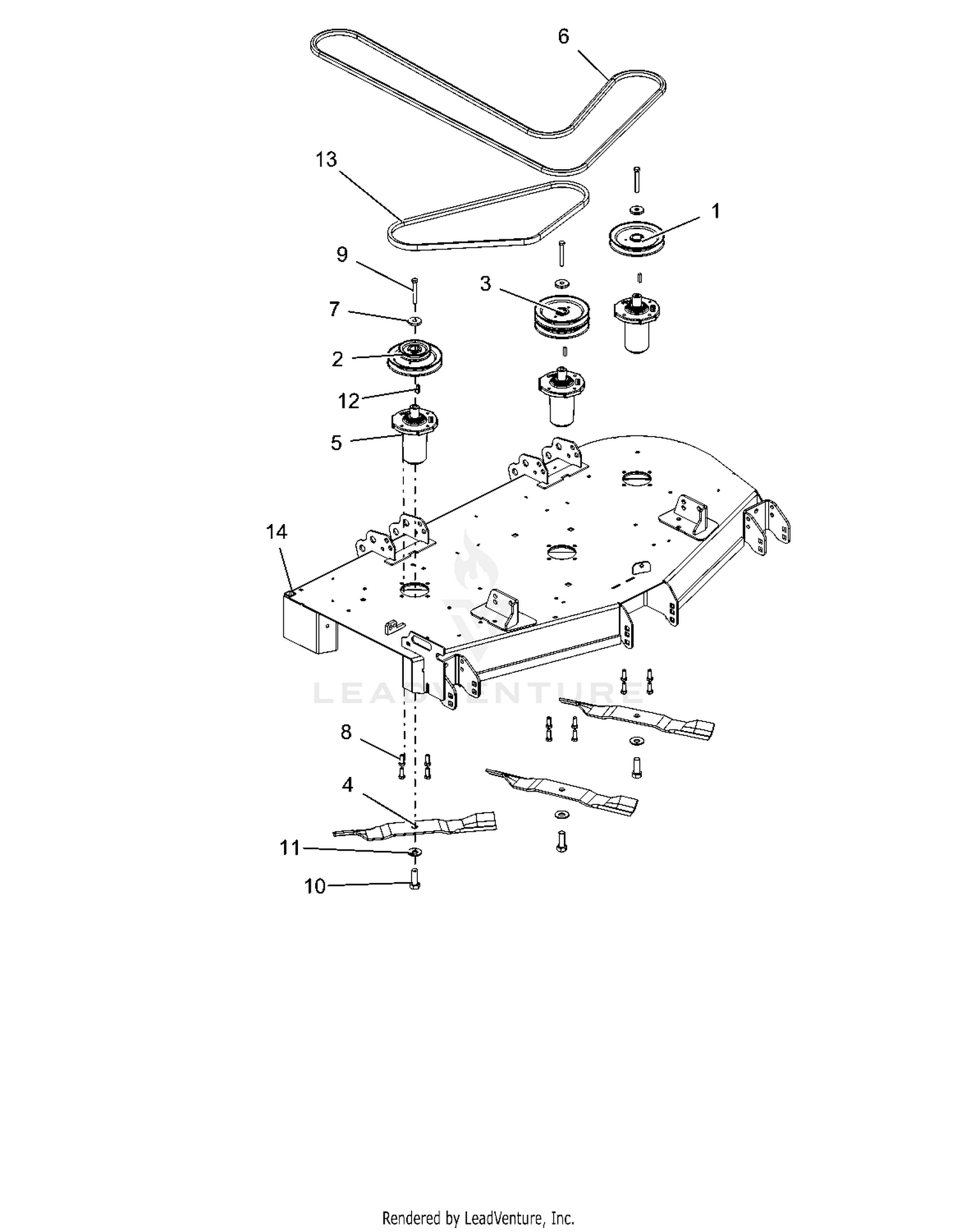 Deck, Belts, Blades And Spindles - 52"