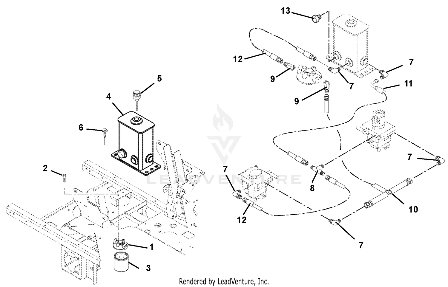 Hydraulic Tank, Filter And Pump To Tank Circuit