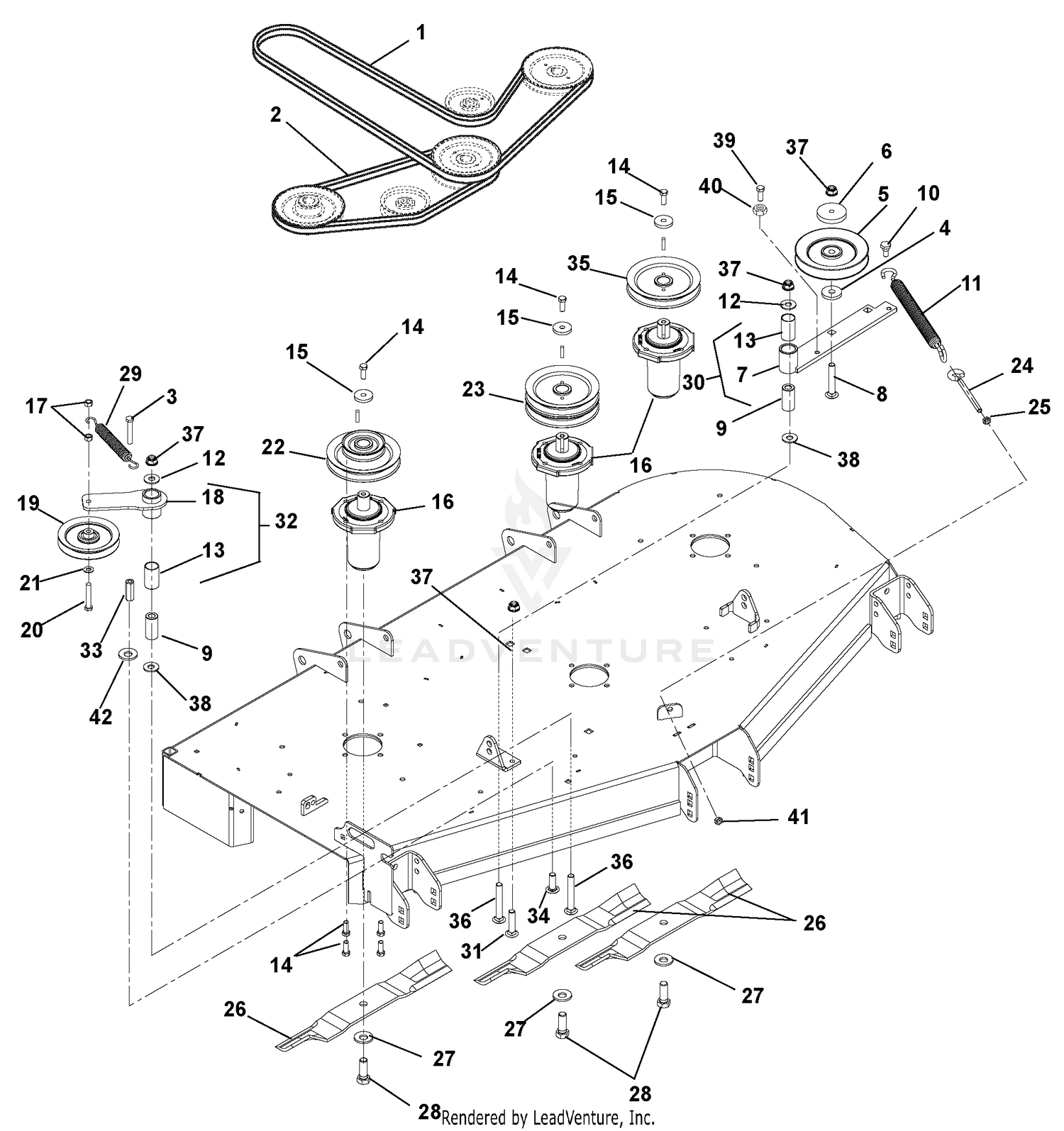 Belts, Spindles, Idlers And Mower Blades - 52" & 60"
