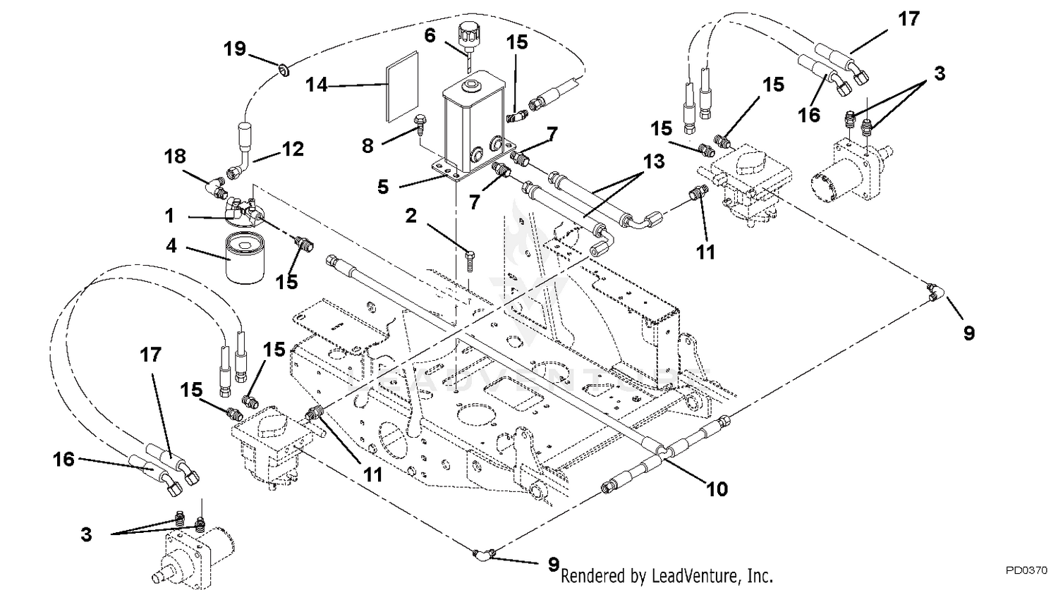 Hydraulic Tank, Filter, Motors and Pump to Tank Circuit