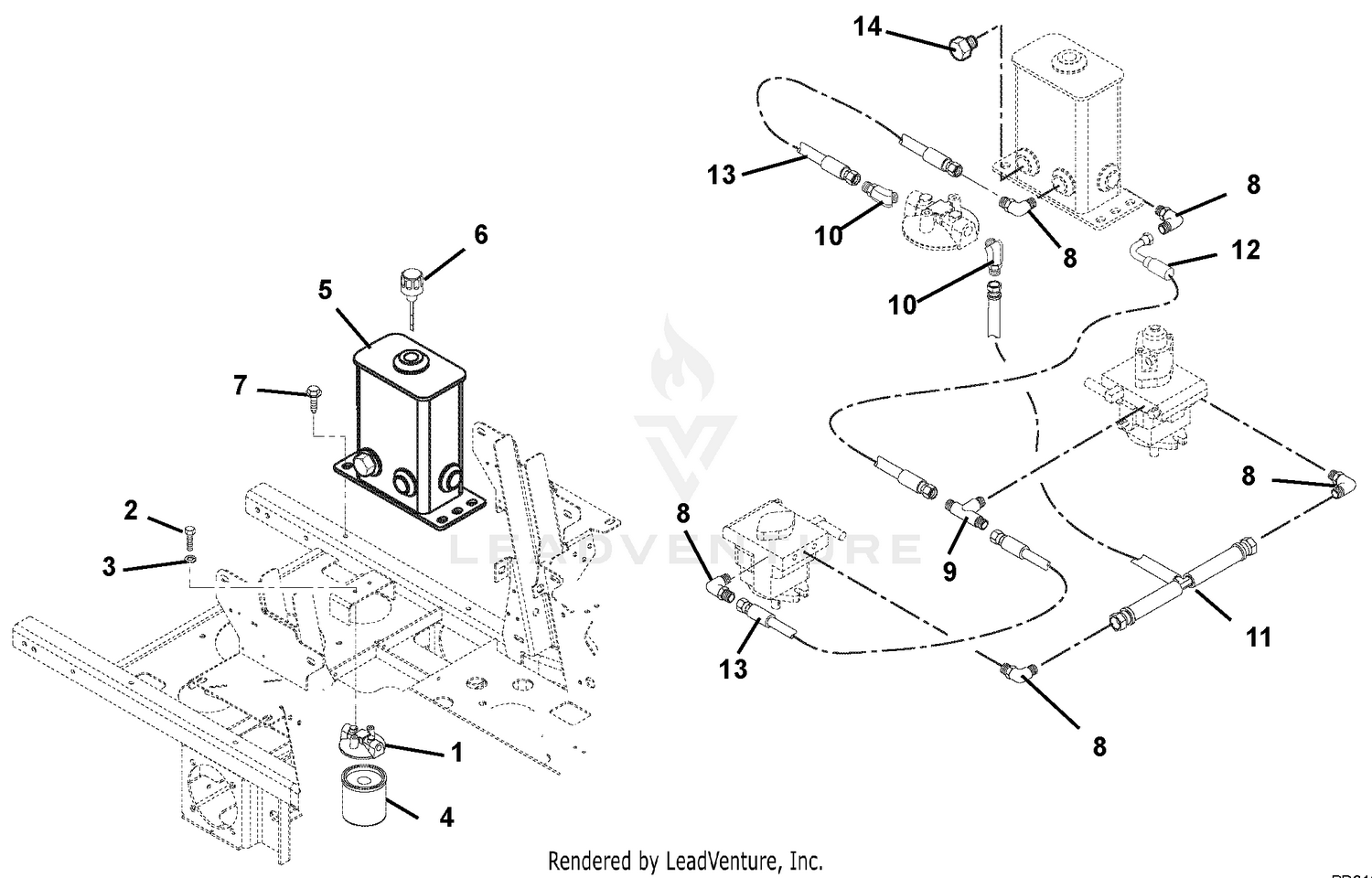 Hydraulic Tank, Filter And Pump To Tank Circuit