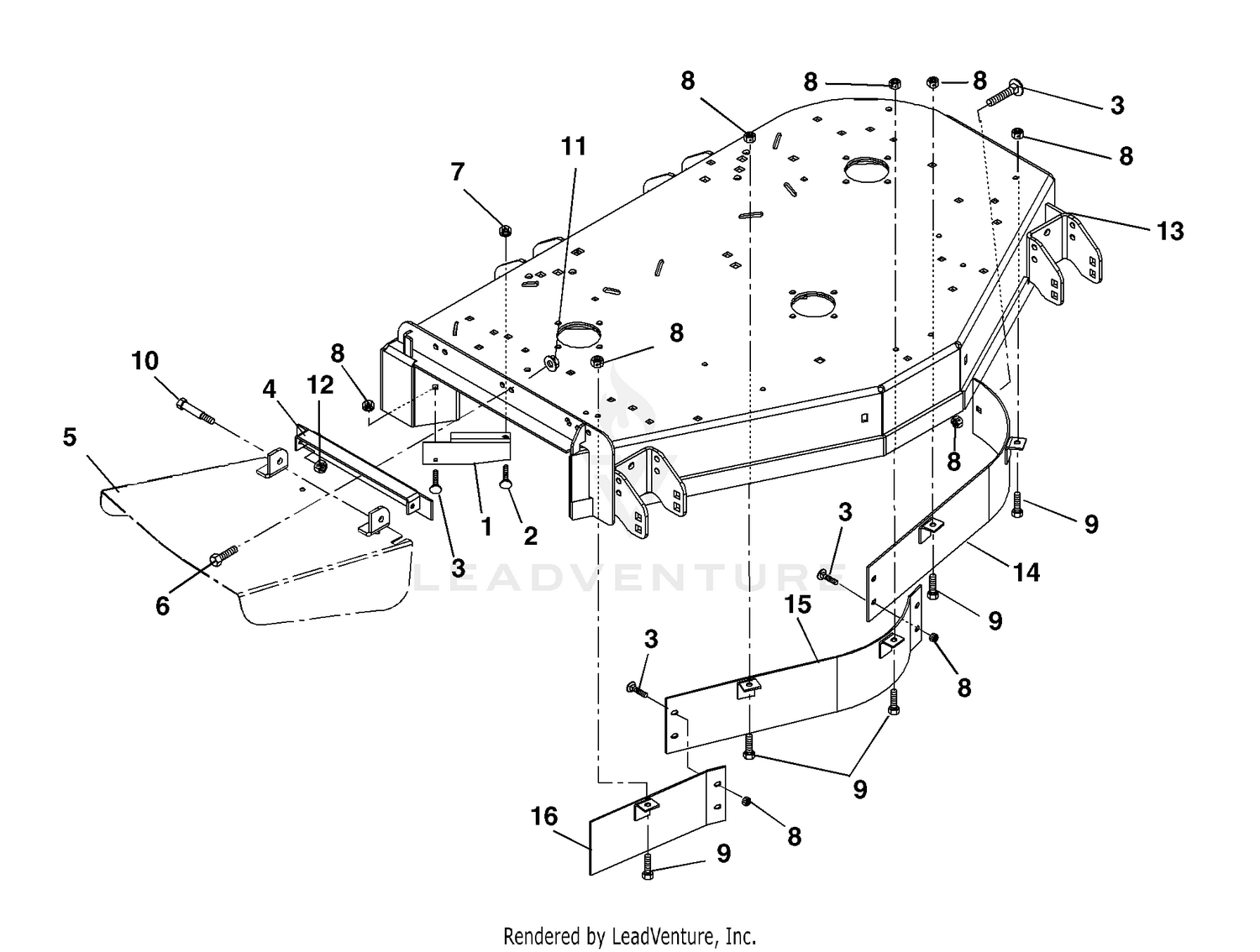 Deck, Discharge Chute And Baffles