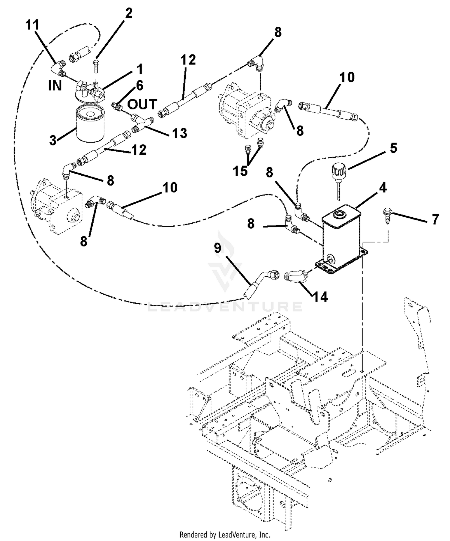Hydraulic Tank, Filter And Pump To Tank Circuit