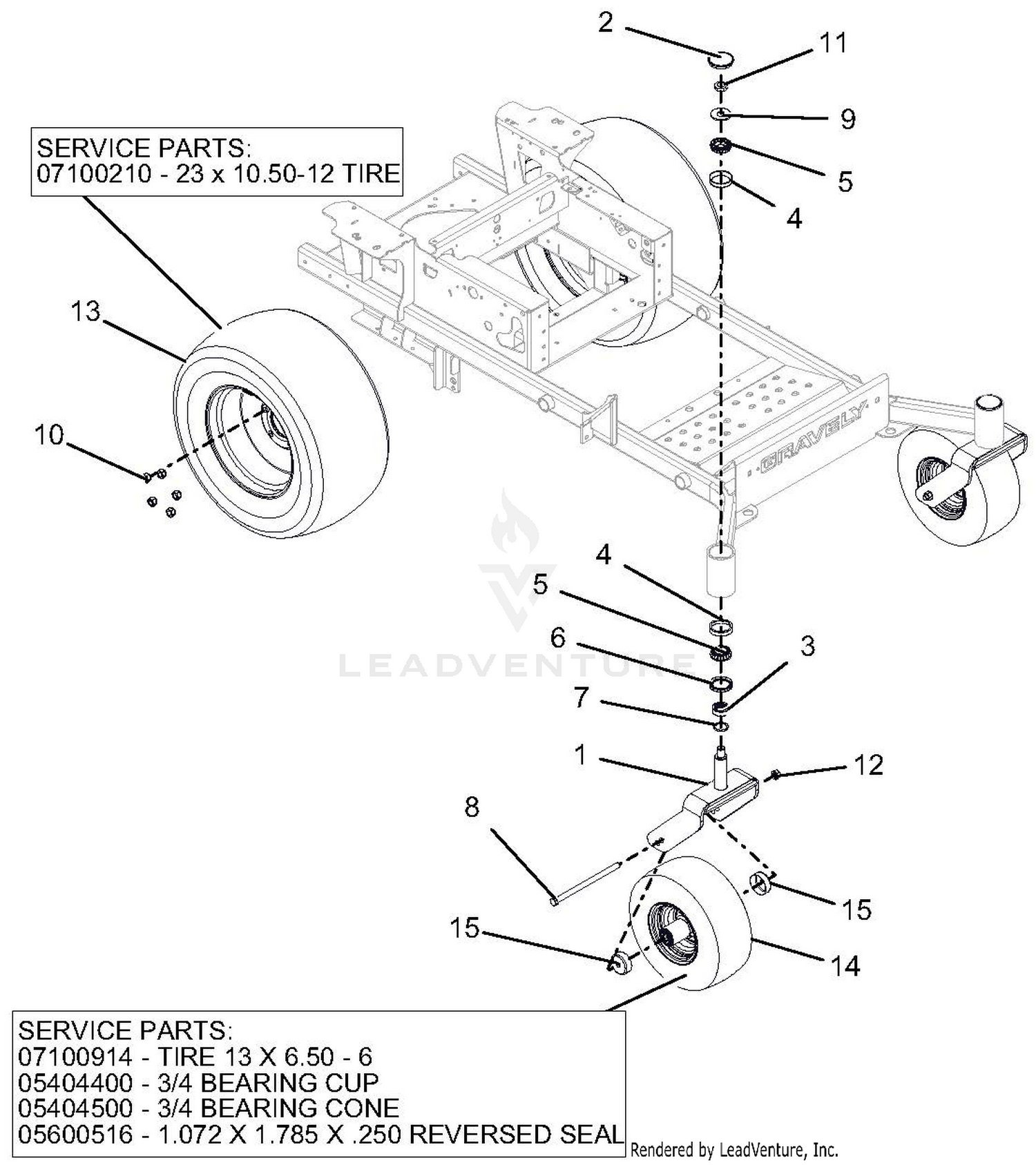 Casters And Tires - 52" And 60" - SN 040000 - 049999