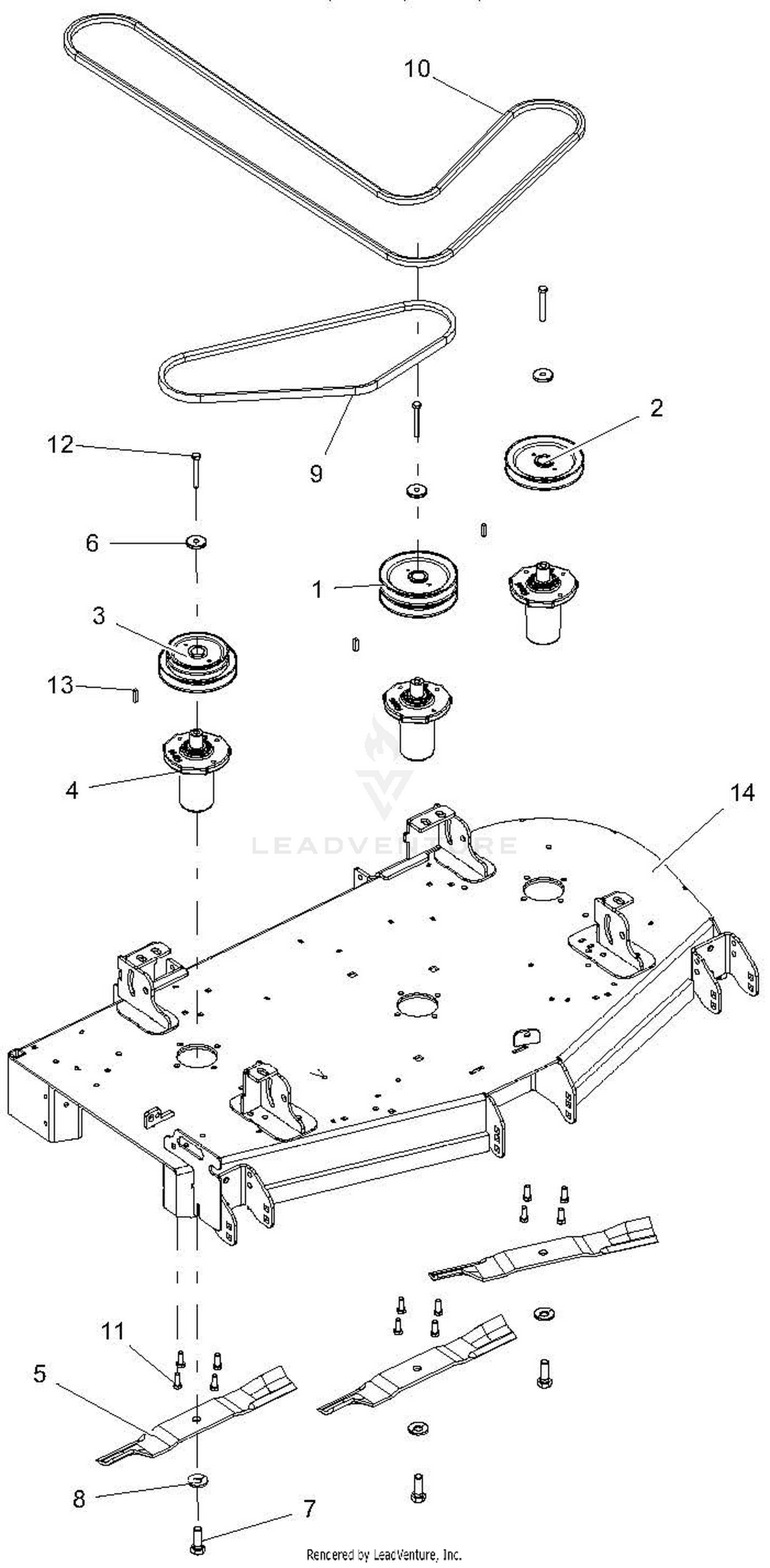 Decks, Belts, Sheaves, Spindles, And Blades - 52 Inch
