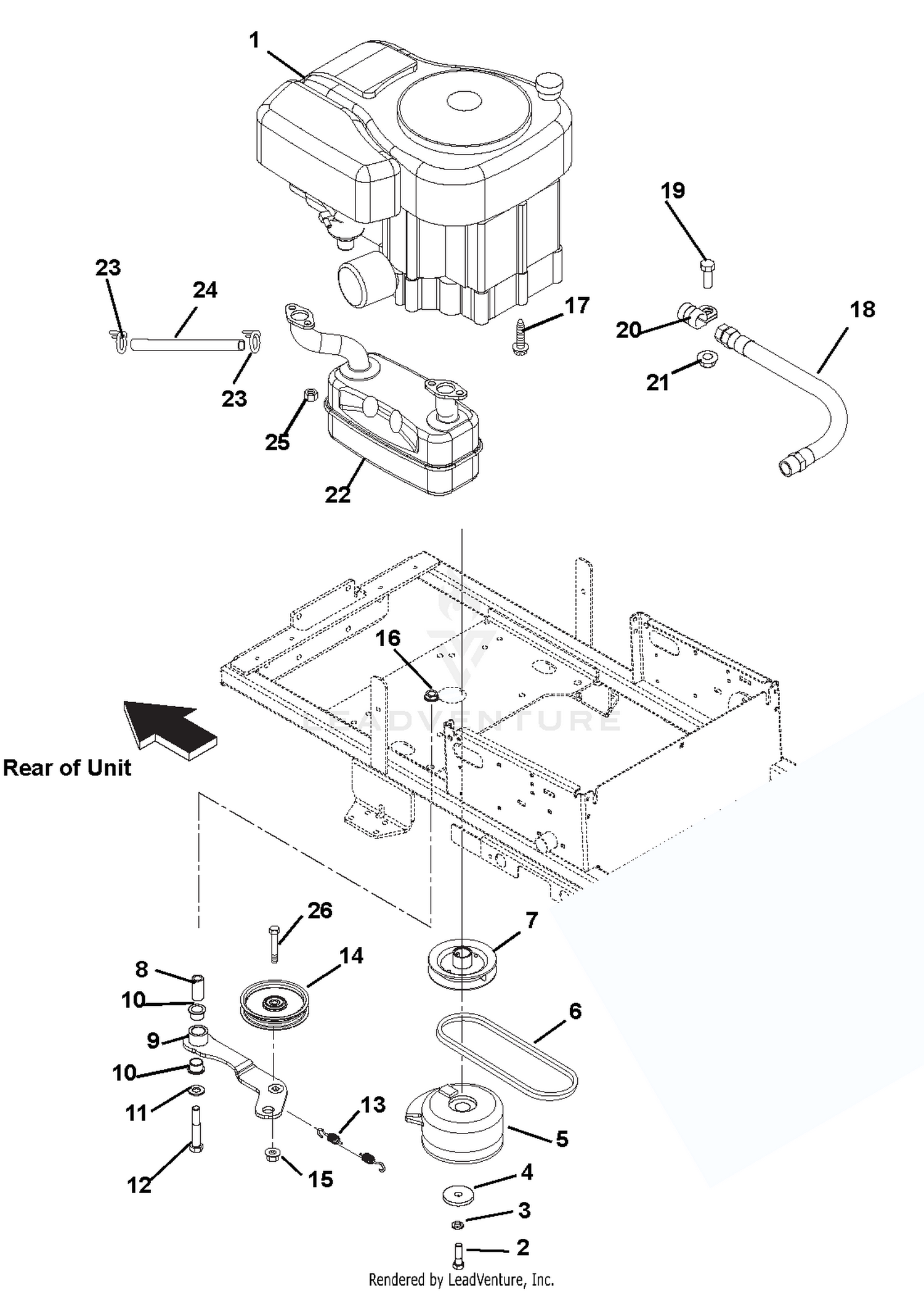Engine, Exhaust, Belts And Idlers