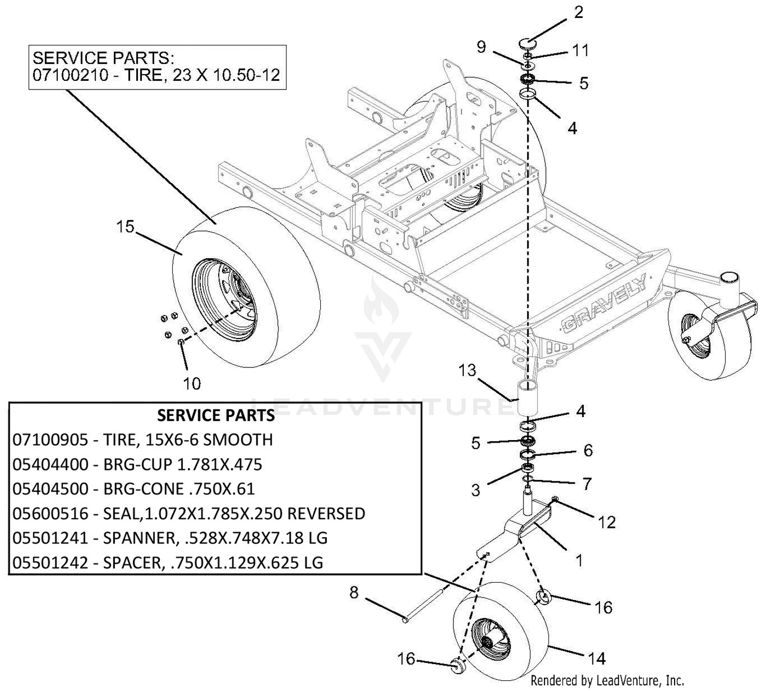 Casters And Tires - 52-Inch Deck