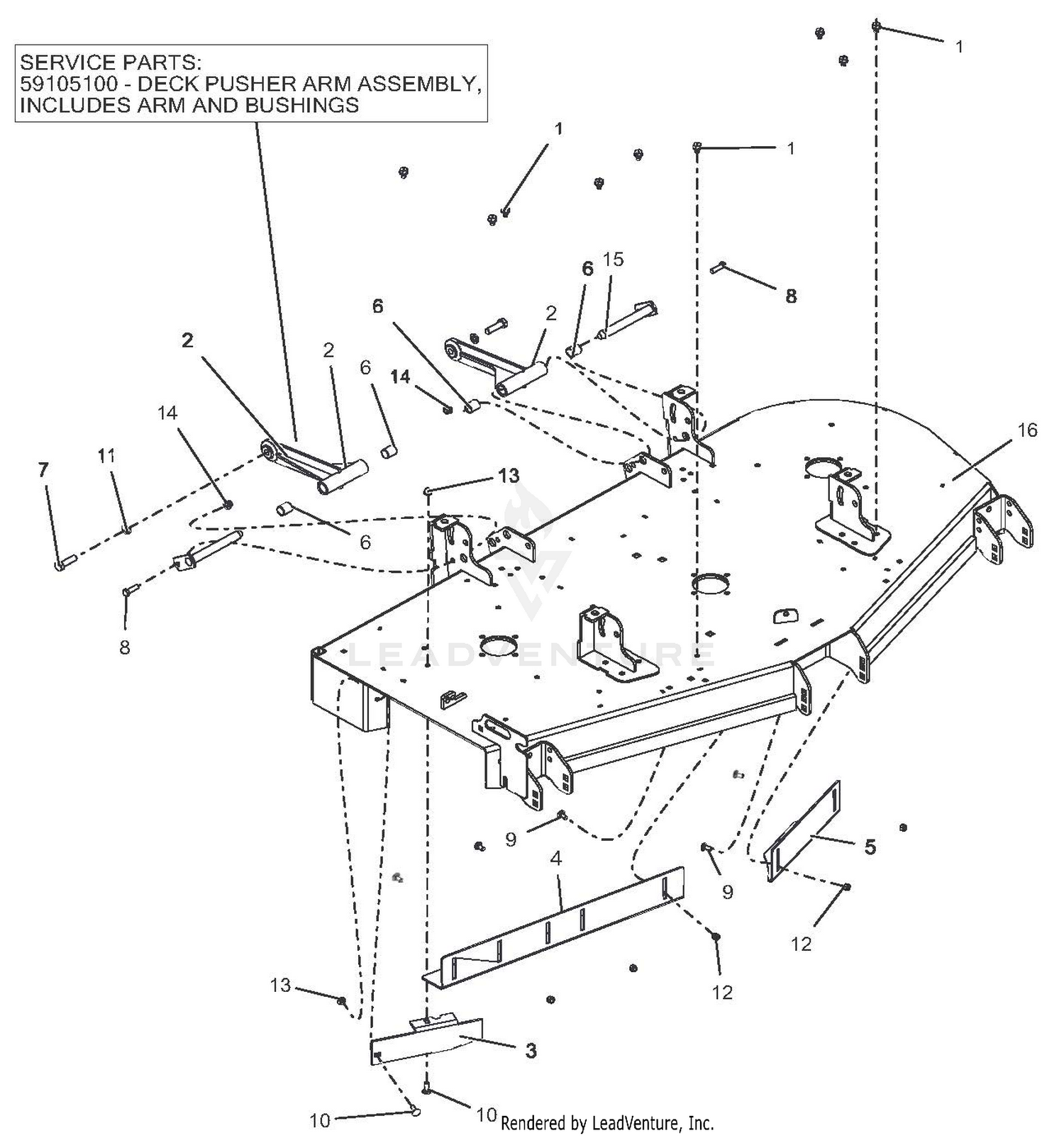 Deck And Mounting Arms, 60" Deck