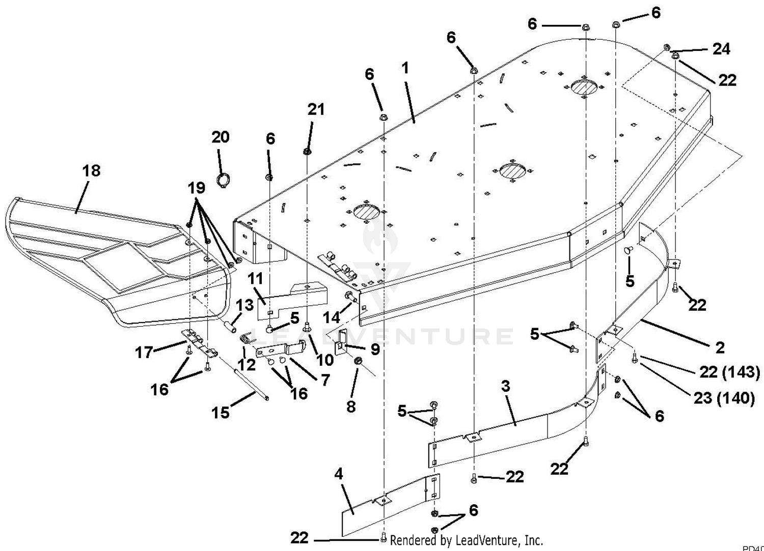 Deck, Discharge Chute And Baffles