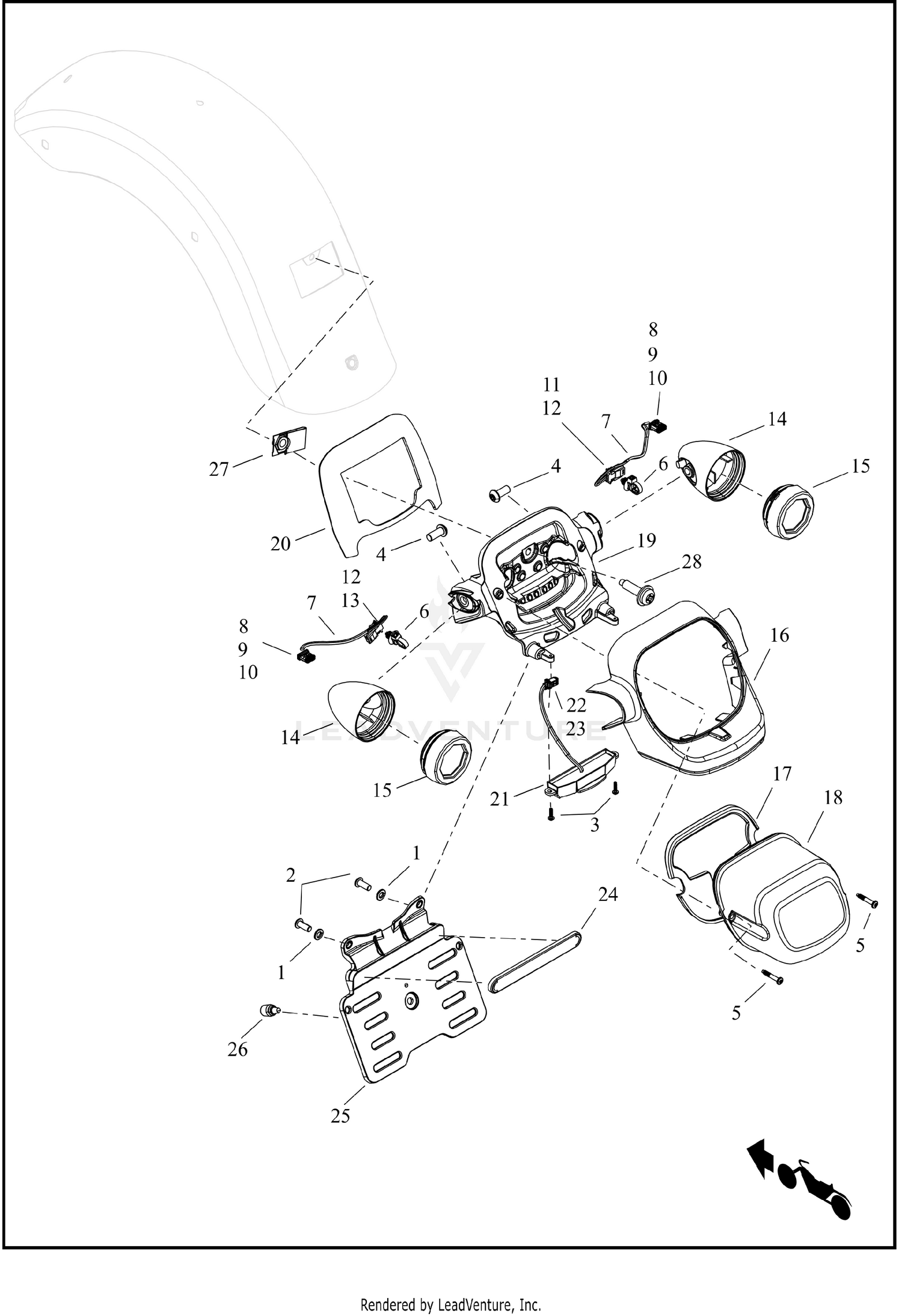 TAIL LAMP, LICENSE PLATE MOUNT, FLHXL/FLTRXL