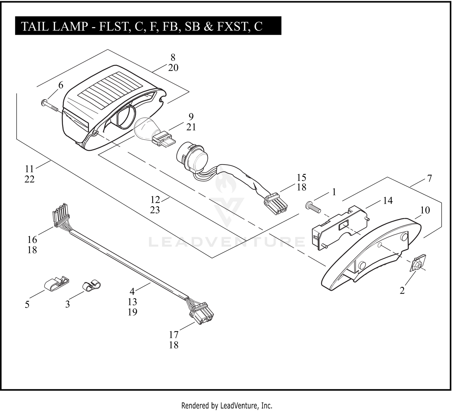 TAIL LAMP - FLST, C, F, FB, SB & FXST, C