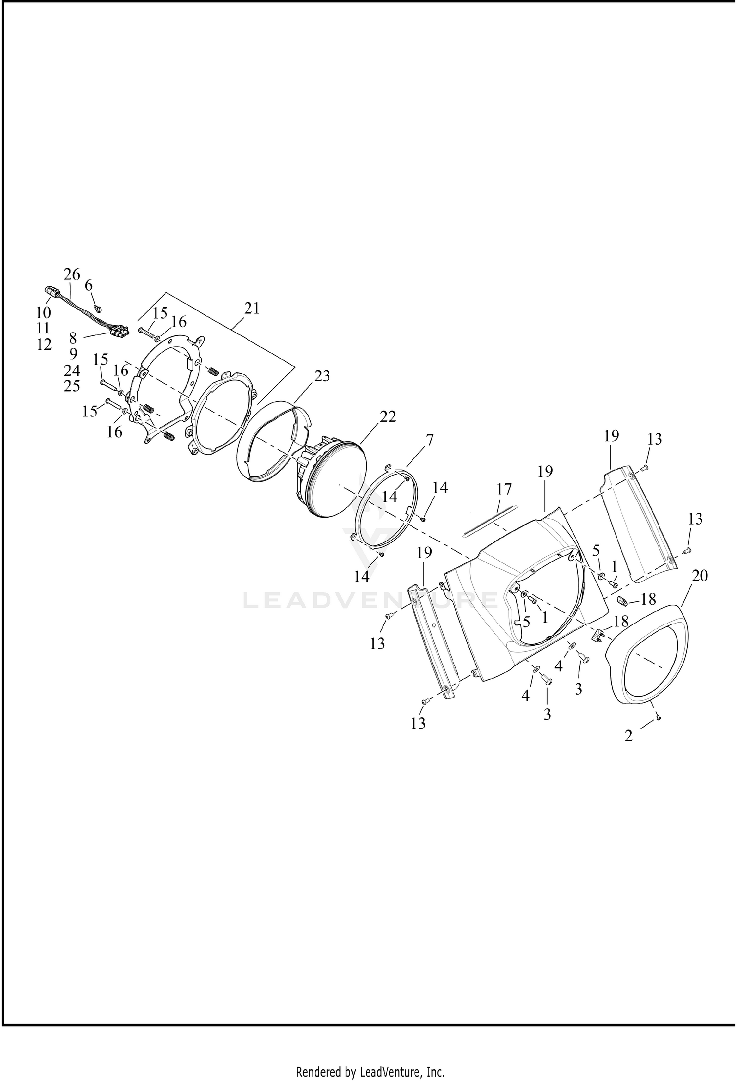 HEADLAMP AND NACELLE - FLFB, FLSTFI
