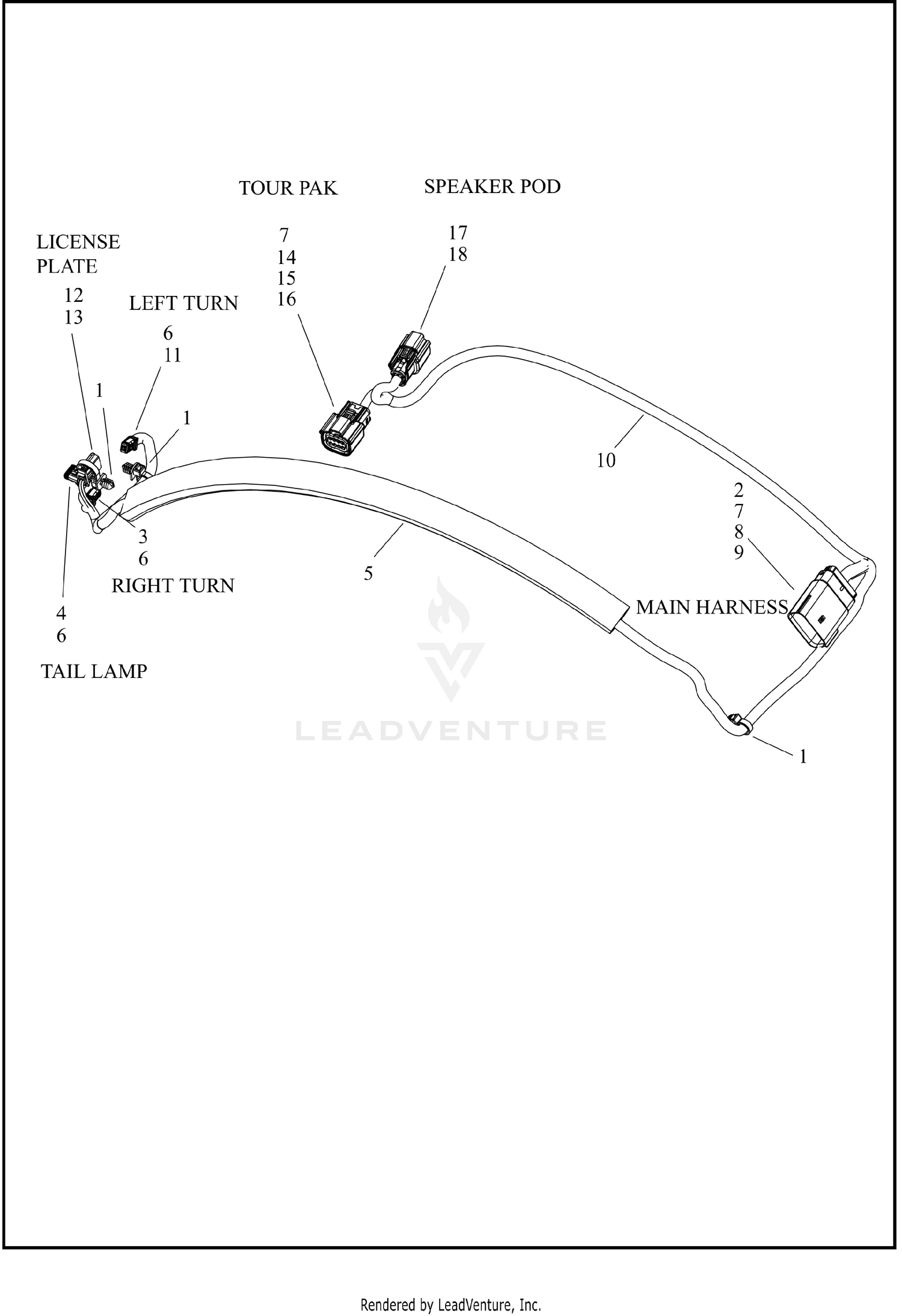 REAR AUDIO/LIGHTING HARNESS - FLHXL/FLTRXL