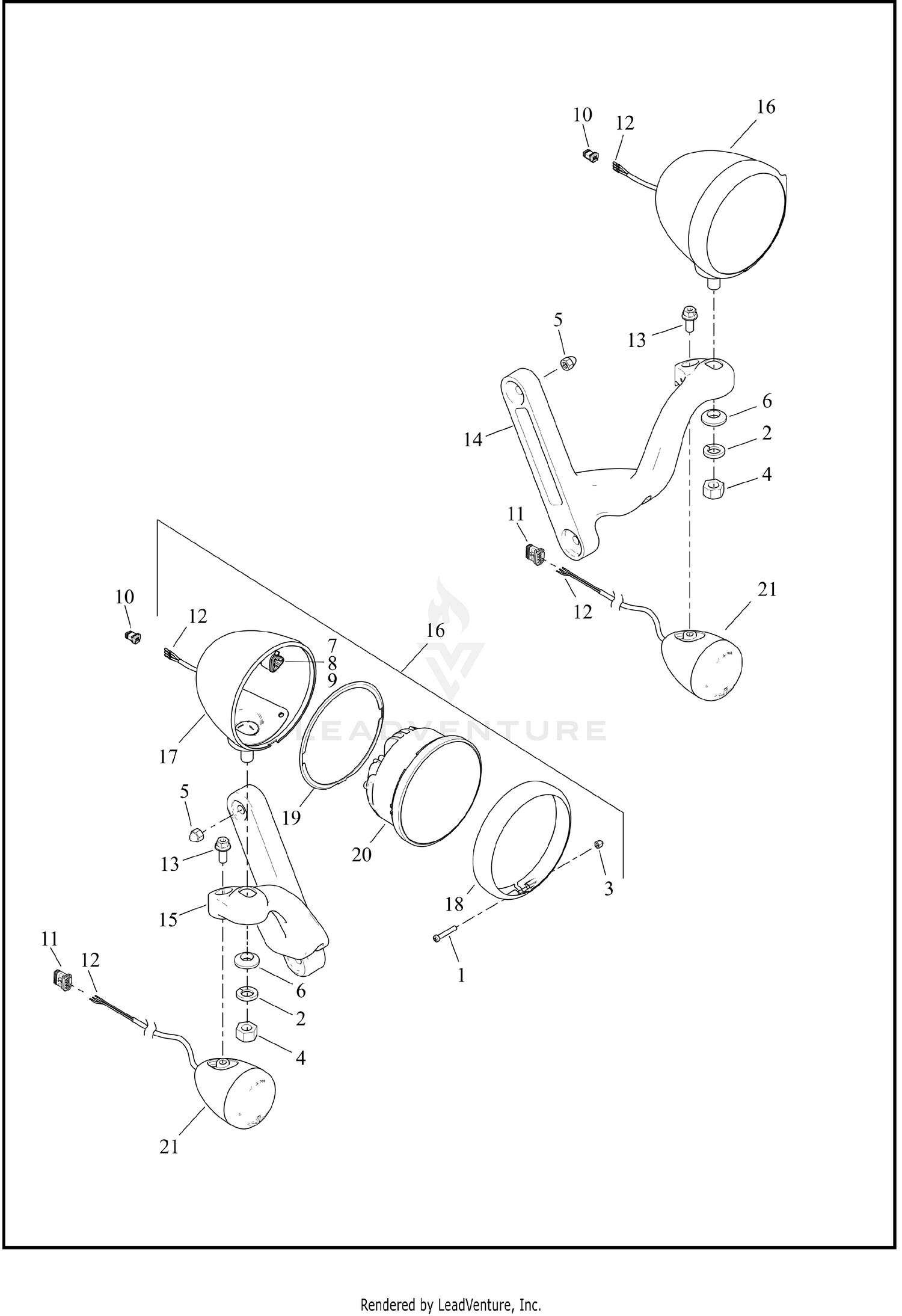 TURN SIGNALS, FRONT AND HEADLAMPS - FLHTCUTG -HDI, ENGLAND, CHINA