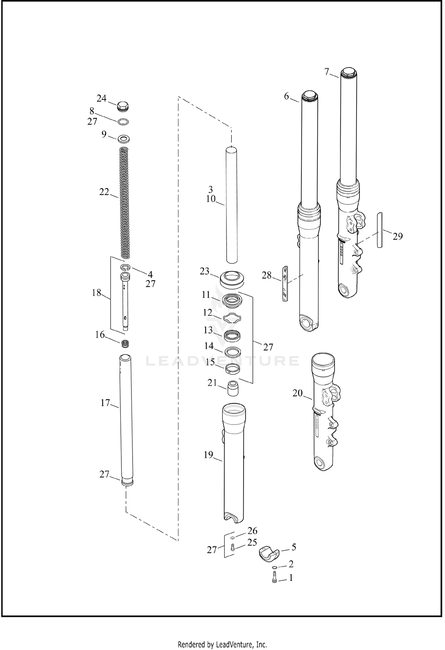 FORK, FRONT - ALL MODELS EXCEPT FLD