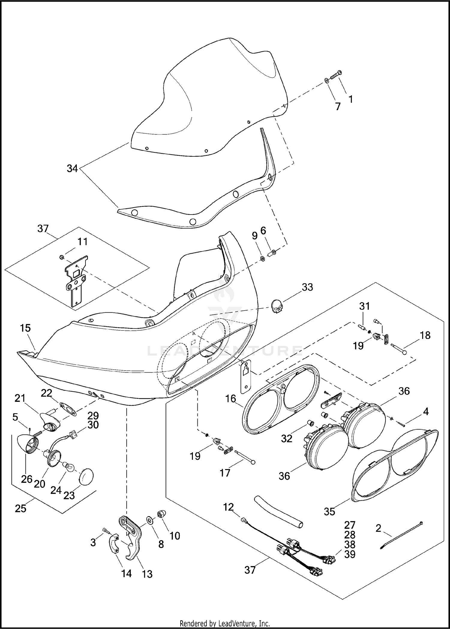 WINDSHIELD, FAIRING & HEADLAMPS