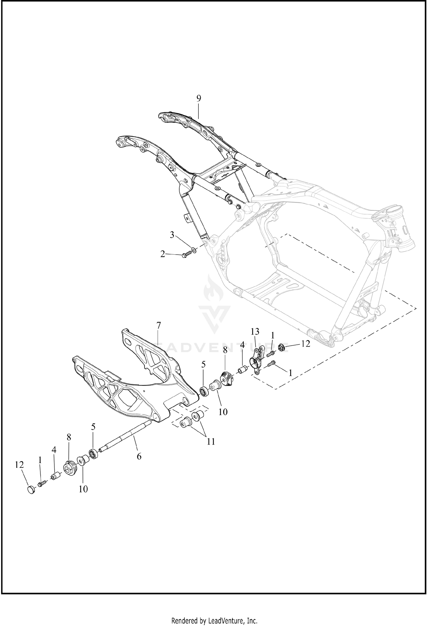 FRAME AND FORK, REAR