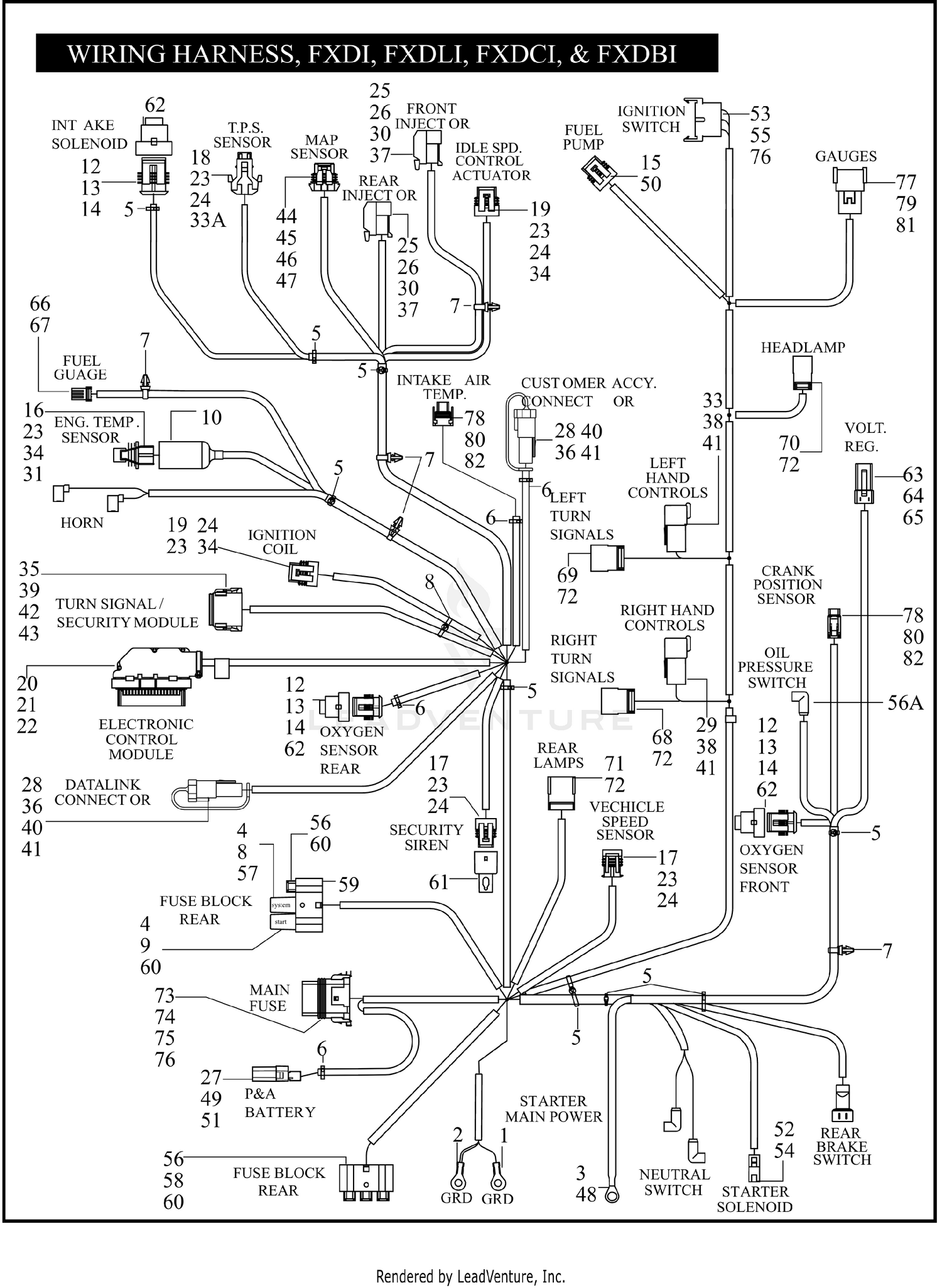 WIRING HARNESS, FXDI, FXDLI, FXDCI, & FXDBI