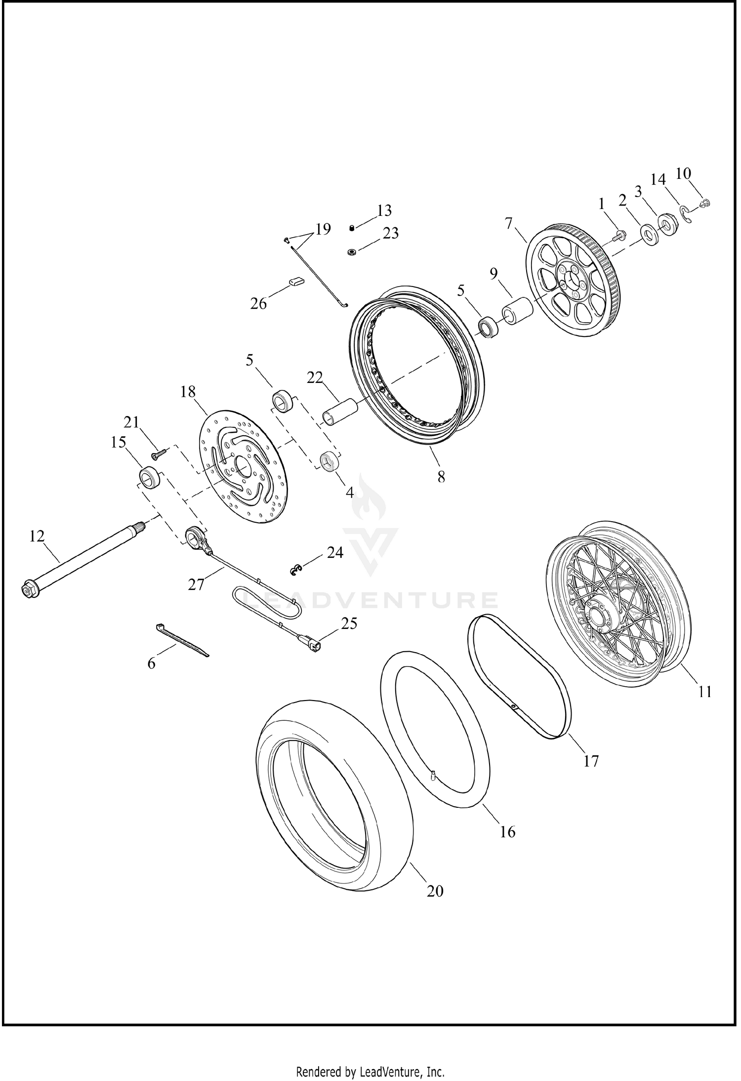 WHEEL, REAR, LACED