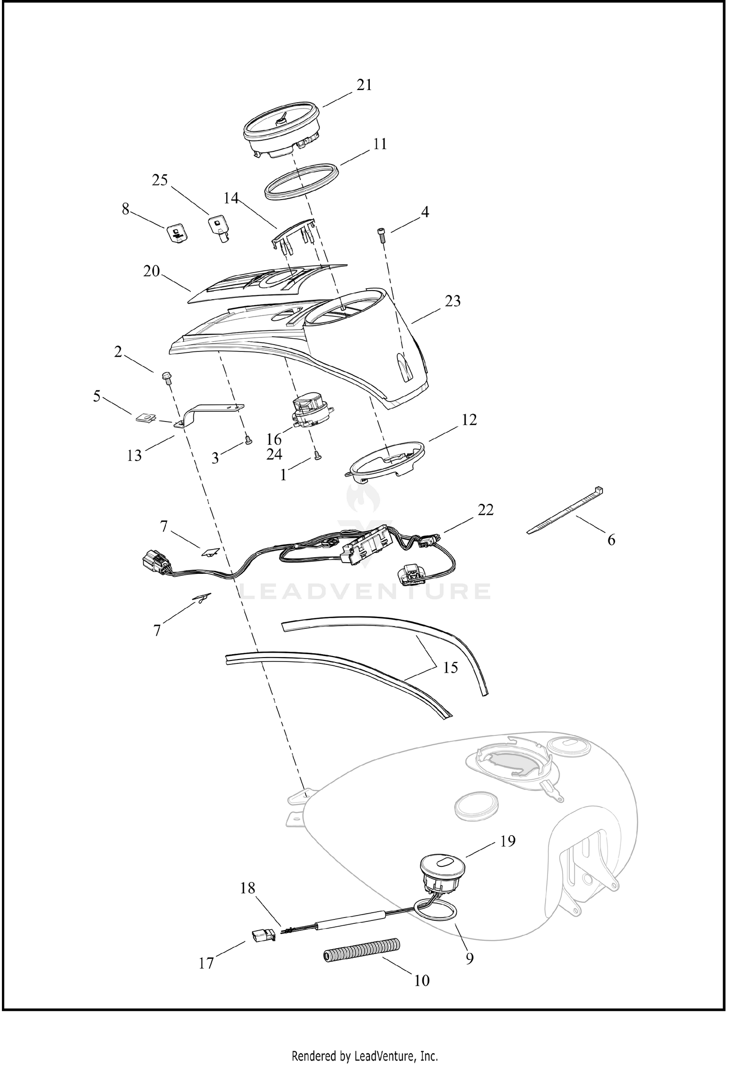 INSTRUMENTS, FUEL TANK - FLHP