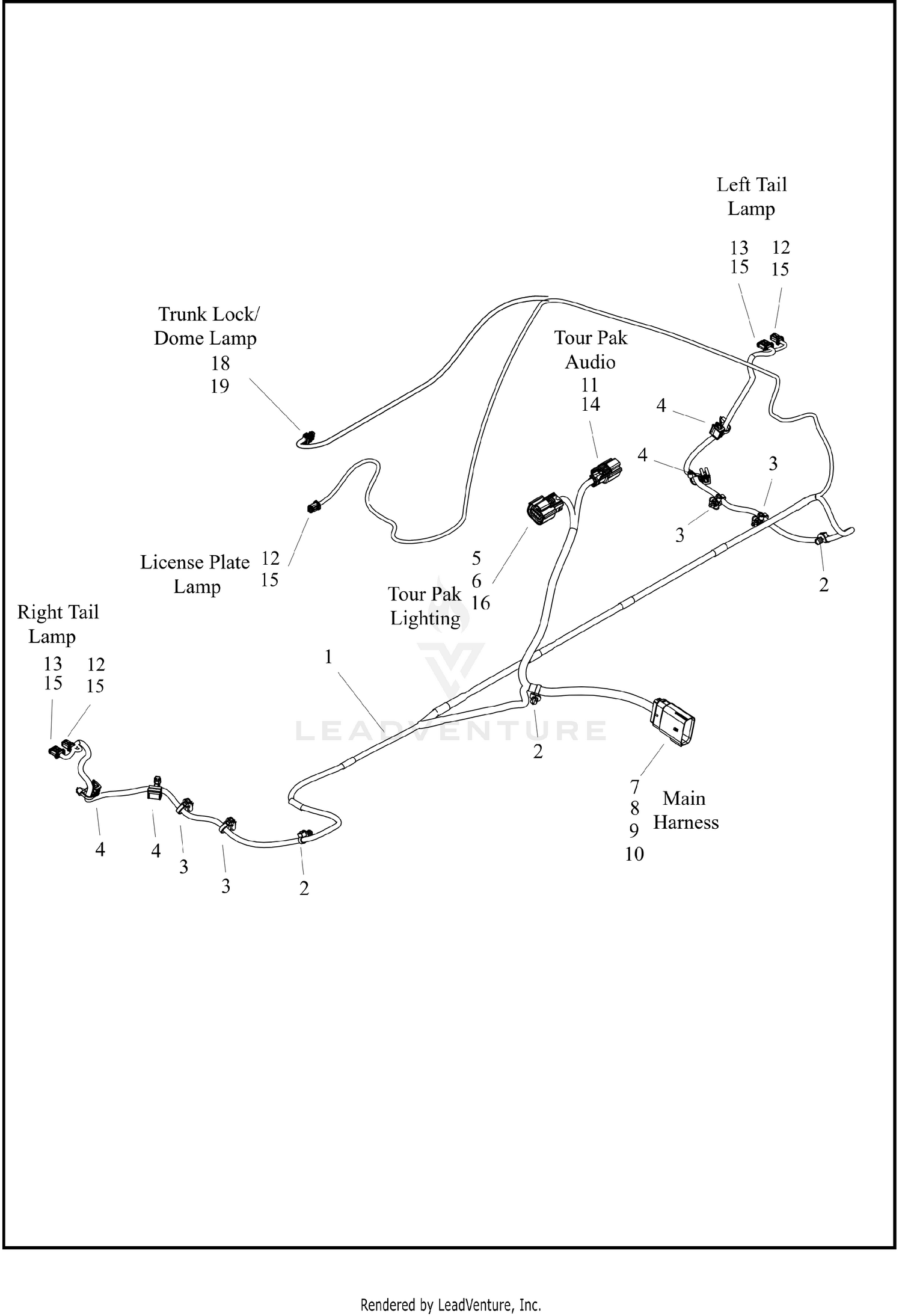 WIRE HARNESS, REAR AUDIO/LIGHTING - (AUS, ENG, HDI, JPN, CHN)