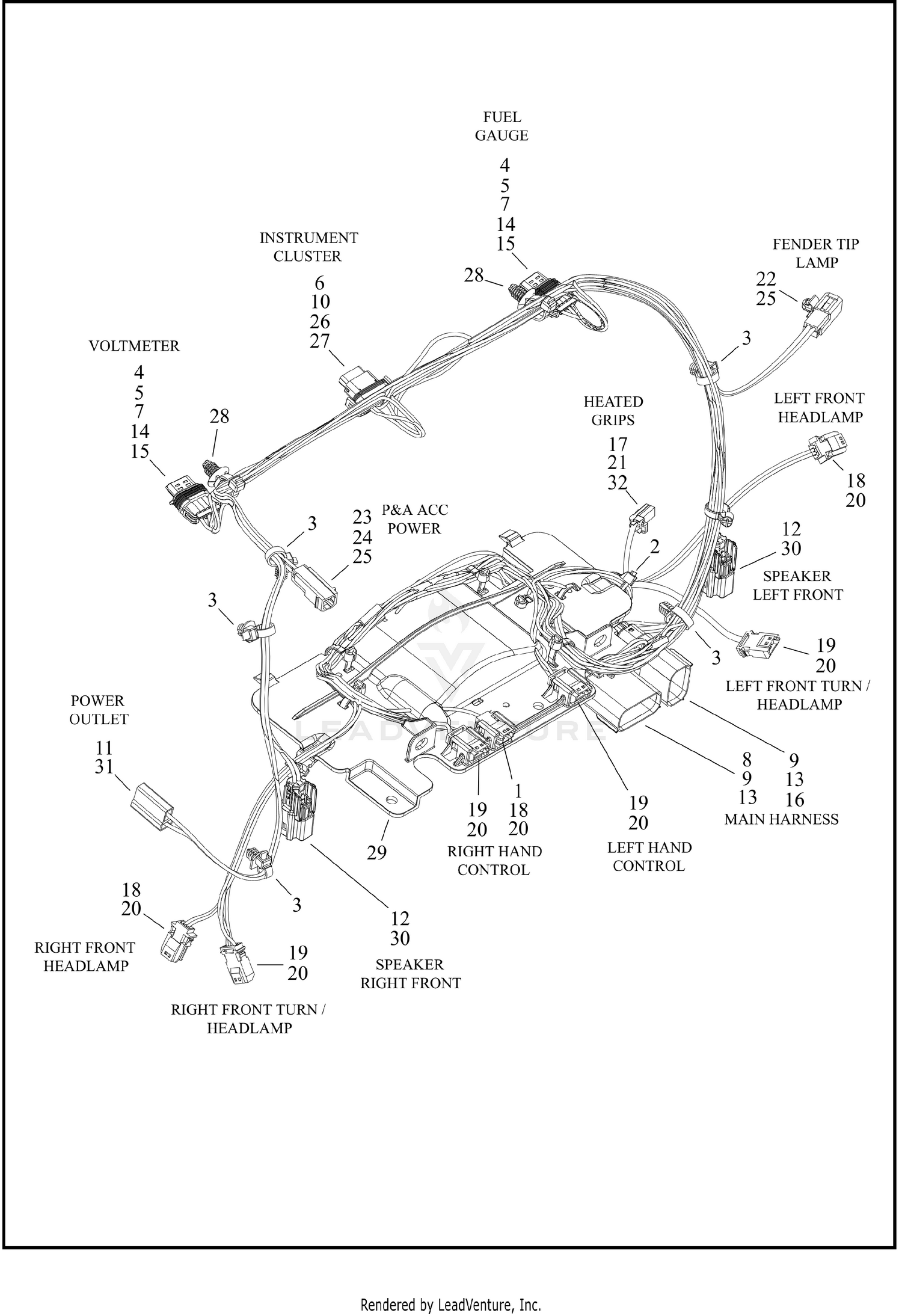 WIRING HARNESS, FAIRING - FLHTCUTG, FLHTCUTGANV -HDI, ENGLAND, CHINA