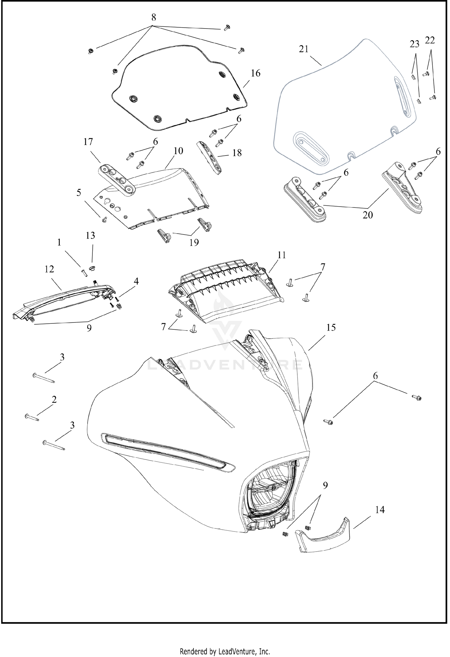 WINDSHIELD, FAIRING AND FRONT LIGHTING - FLHX/FLHXL