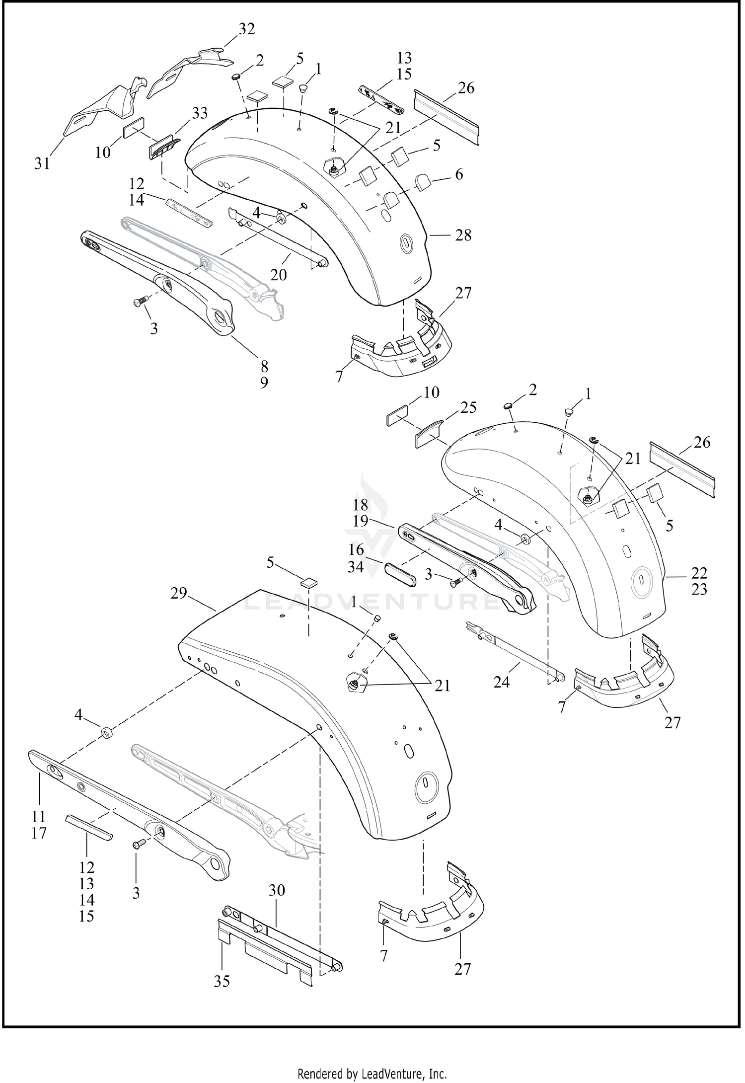 FENDERS, REAR - FXDB, FXDBP, FXDBB, FXDF & FXDWG